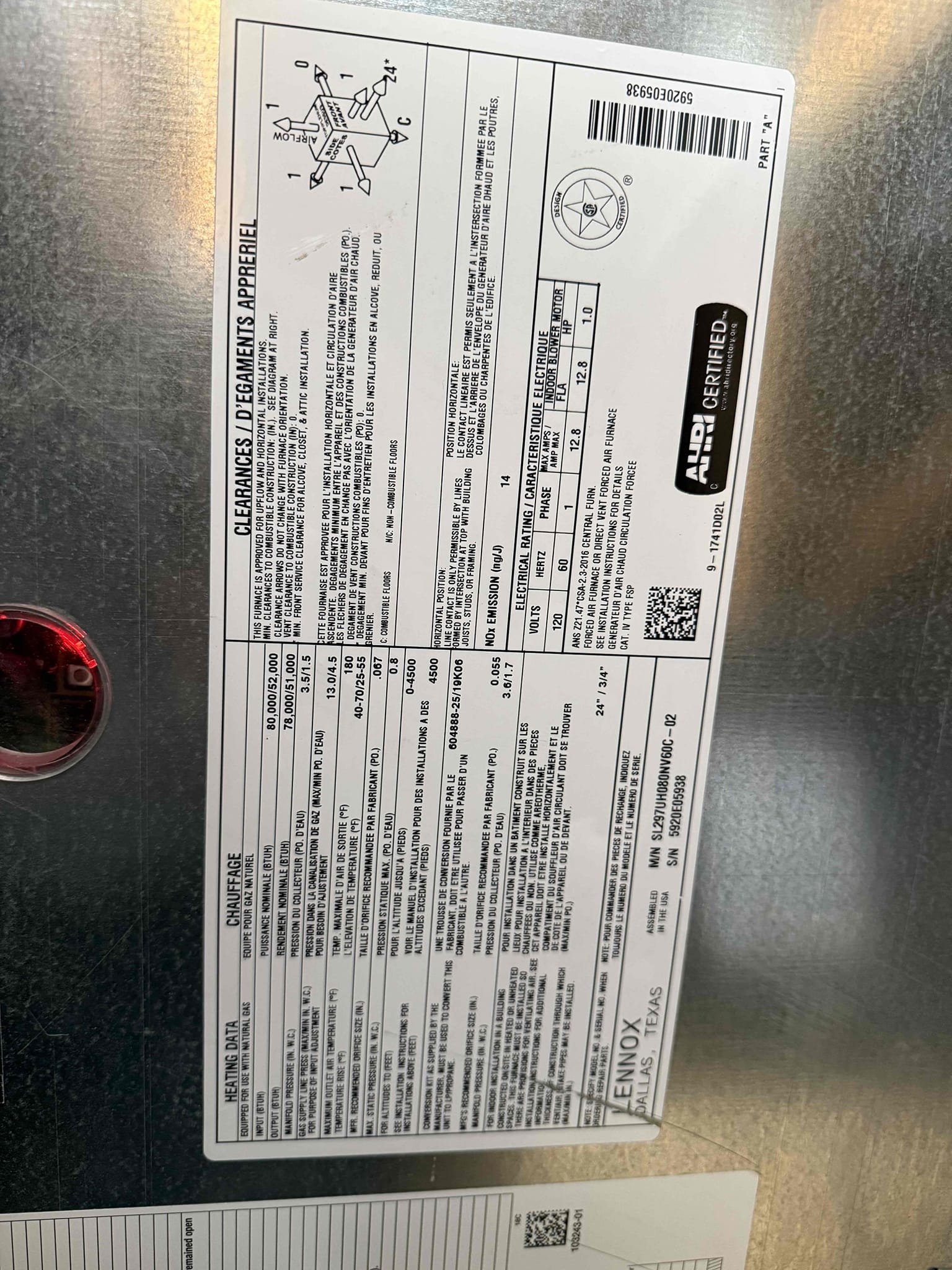 Performed indoor unit be heating maintenance on Lennox 90% condensing gas furnace in master closet attic. Replaced (2) lower wall filters. Honeywell S200 thermostat working properly. Laid plastic over clothing in closet and drop cloth. Cleared off attic platform. Cleared out dust from burner compartment. Cleared condensation drain. Tested furnace after and primed trap. Heating sequence of operations was performed properly. Checked all heating, safety, and electrical components, all working safely and properly. 