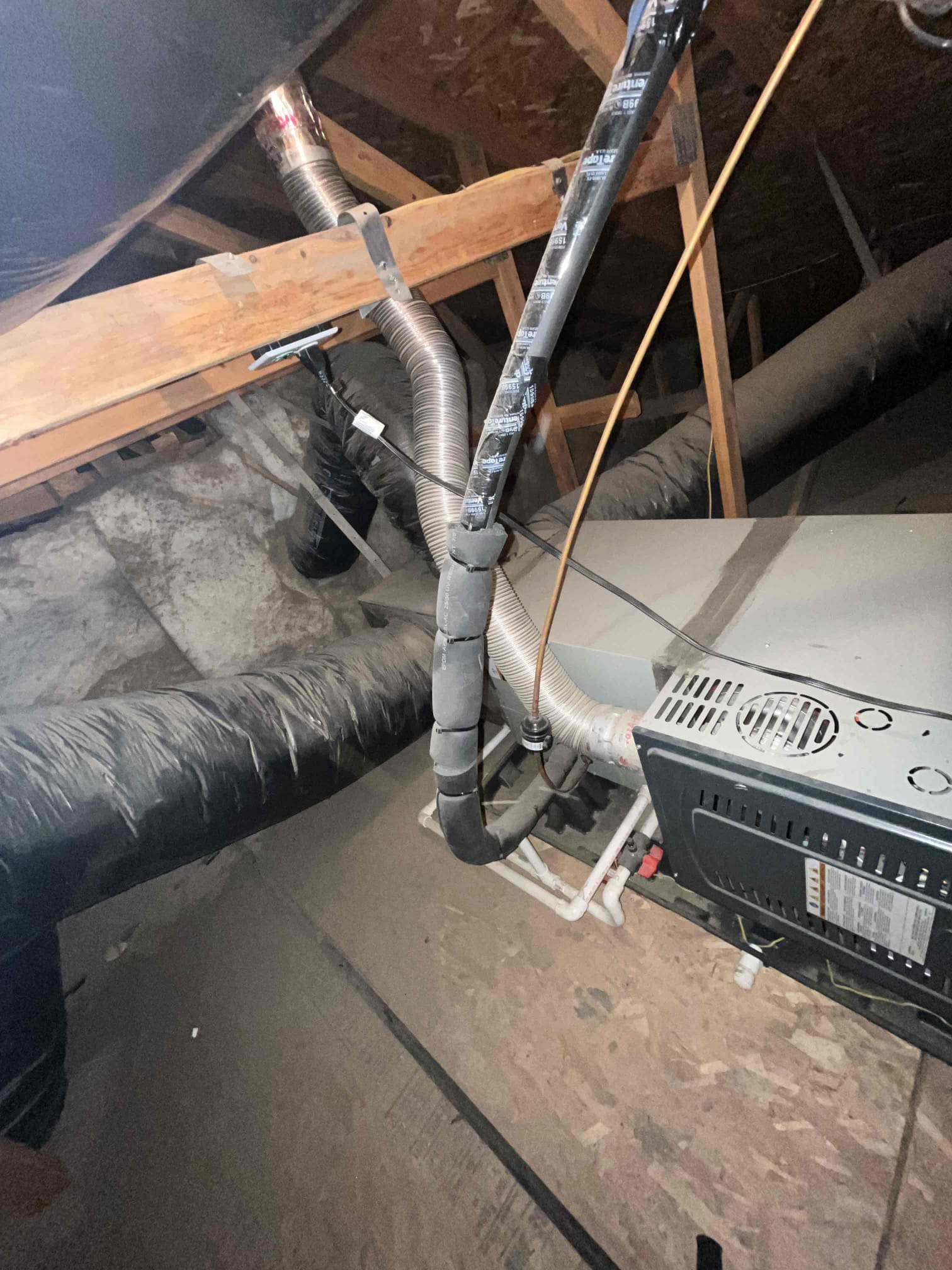 🔥💨
Two 2021 silver 16 split systems
FAUs located in attic and garage upflow 
Condensers are located on ground 

HVAC semi annual service
Replaced filter filters throughout the house/ceiling mounted.
Tested smoke detectors, tested thermostats, and checked for carbon monoxide throughout the house/nothing detected.

Cycle equipment followed, heating sequence of operation, checked into the farm motor, blower motor, heating safety sensors, amps and voltage
Cleared condensation lines. Cleaned out burners, furnace, and mechanical platform.

🗣️
Client communication
Informed client of a deteriorating return duct up in the attic
Also informed client about water, safety switches
Attached is an estimate for both recommendations


✅
Heating equipment checked out operational at this visit

🎃☕️
Gave client Starbucks gift card for October maintenance

📆
Client will wait for reminder to schedule summer maintenance