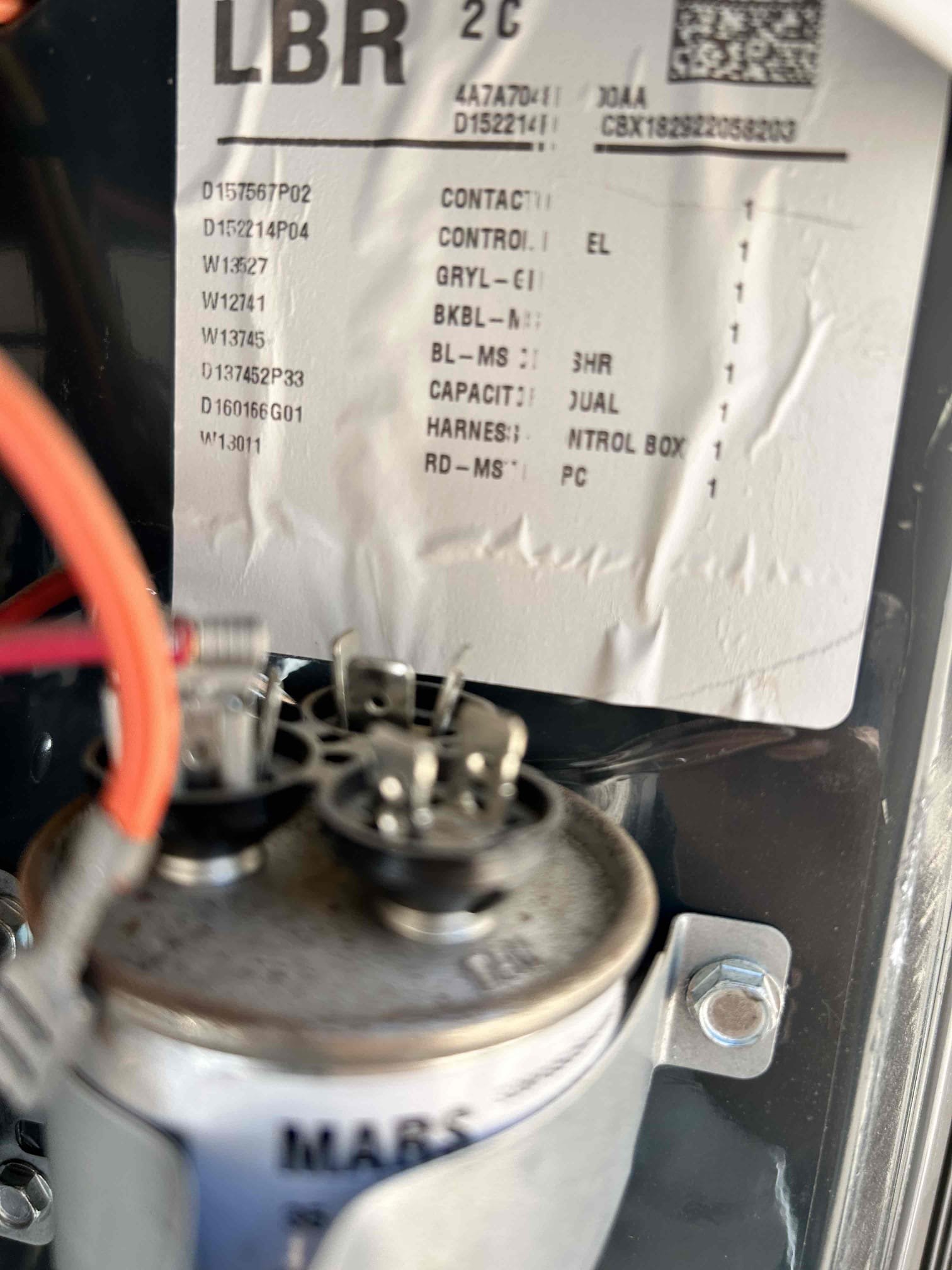 Perfeomed annual maintenance on 2019 American standard 4 ton split system. 
* Replaced the existing air filter with a new 20” × 25” filter.
* Inspected system operation and checked operating pressures.
* Checked furnace operation, including the gas valve, two-stage pressure switches, and hot-surface igniter.
* Checked furnace temperature rise.
* Cleared the condensate drain line and inspected the outdoor termination to verify proper drainage.
* Cycled the system into cooling mode.
* Checked compressor startup and operating amperage.
* Inspected the run capacitor and found it swollen and failed, with a reading of 0 microfarads.
A failed run capacitor was identified during the inspection. The client was informed of the failed component and approved replacement.
Removed the failed capacitor and installed a new replacement capacitor. Restarted the system and verified operation.
The system is up and running and operating in cooling mode at the time of service.