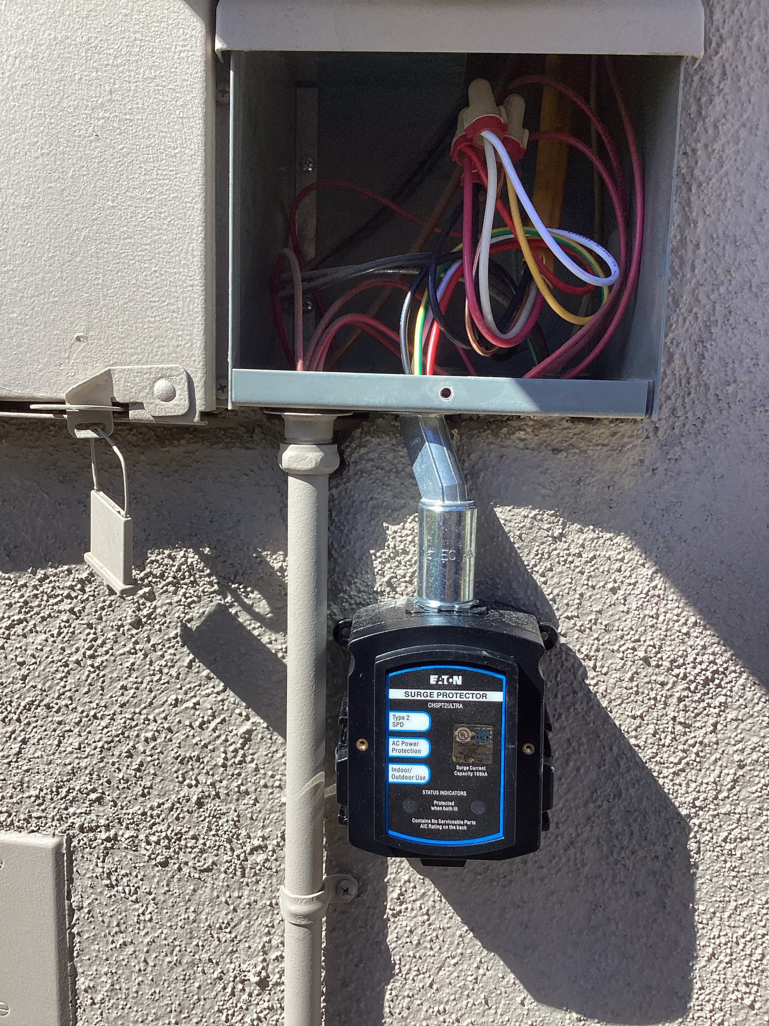 Arrived at customer’s home to install a new whole home ultra surge protector on main breaker panel. Mounted surge protector directly to the bottom of the main breaker panel and ran romex through panel to breaker for surge. Landed all connections and tested unit and verified with customer to complete scope of work for today.