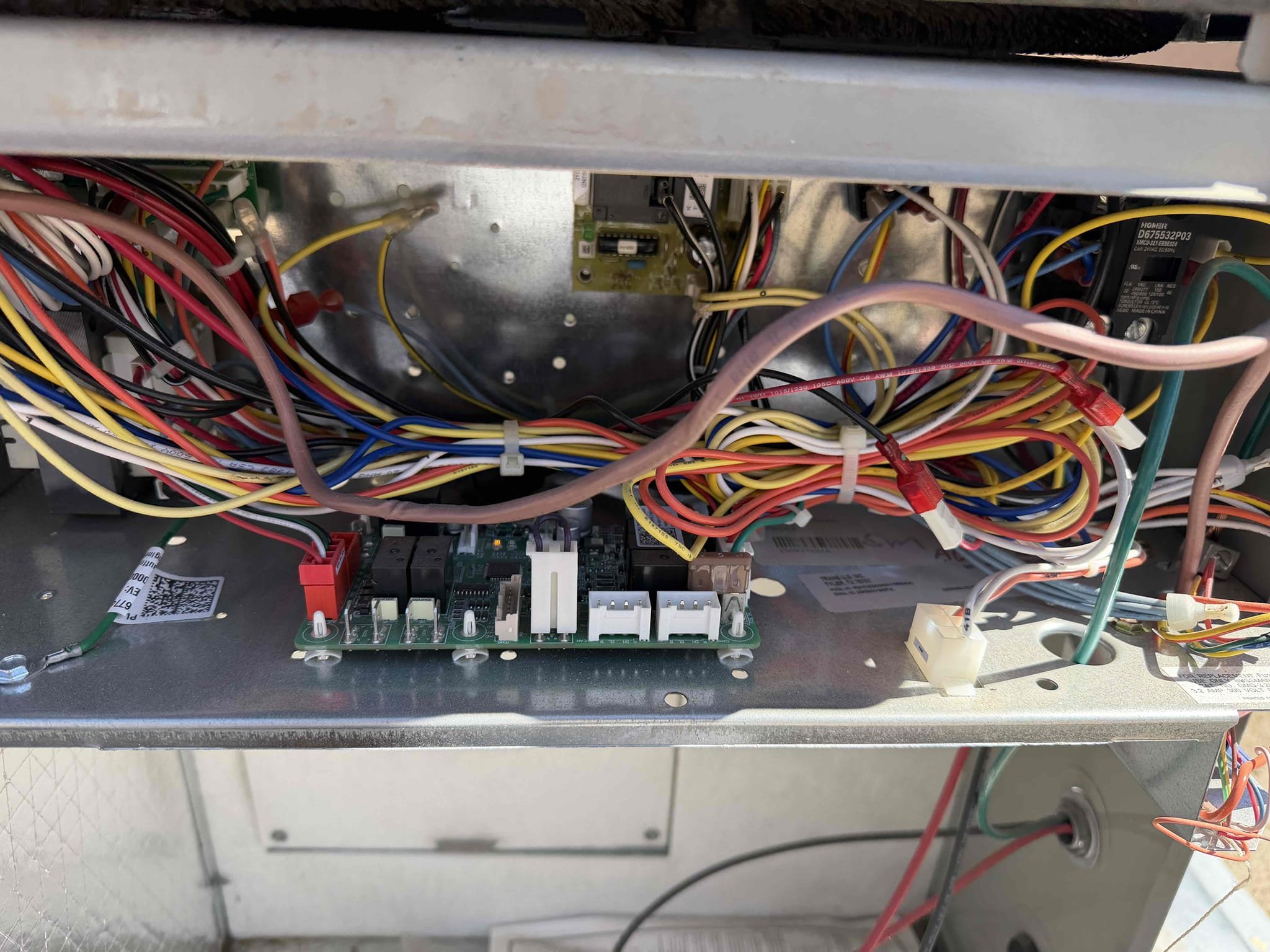 Performed a heating maintenance on 2 American Standard package unit, changed 18x24 12x20 & 2 14x14 filter, filter located on ceiling, flushed condensation line, on unit check for amperage and voltage, followed sequence of operation, check for carbon monoxide, check for capacitor, check for temperature split, everything within range also clear out dust accumulated inside electrical component area. System is working within specification in heating at the time of maintenance.