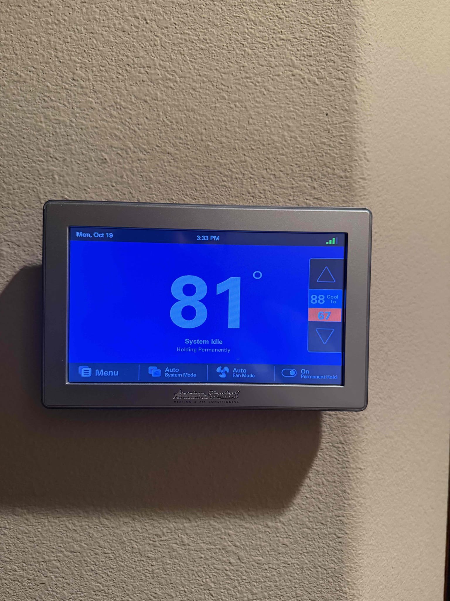 La Quinta, CA - Performed an indoor safety maintenance on&nbsp;3 American Standard furnaces. Filters located in ceiling, one fau located in attic and other two in garage, attic access located in hallway, changed 20x30 20x20 14x14 & 14x24  filter, flushed condensation line, on fau followed sequence of operation, checked for amperage and voltage, checked for blower speed, check for any loose connections, check for carbon monoxide, check for temperature rise, check for capacitor, everything within range also cleared dust accumulated inside electrical component. Systems are working within specifications in heating at the time of maintenance. Gave Starbucks gift card