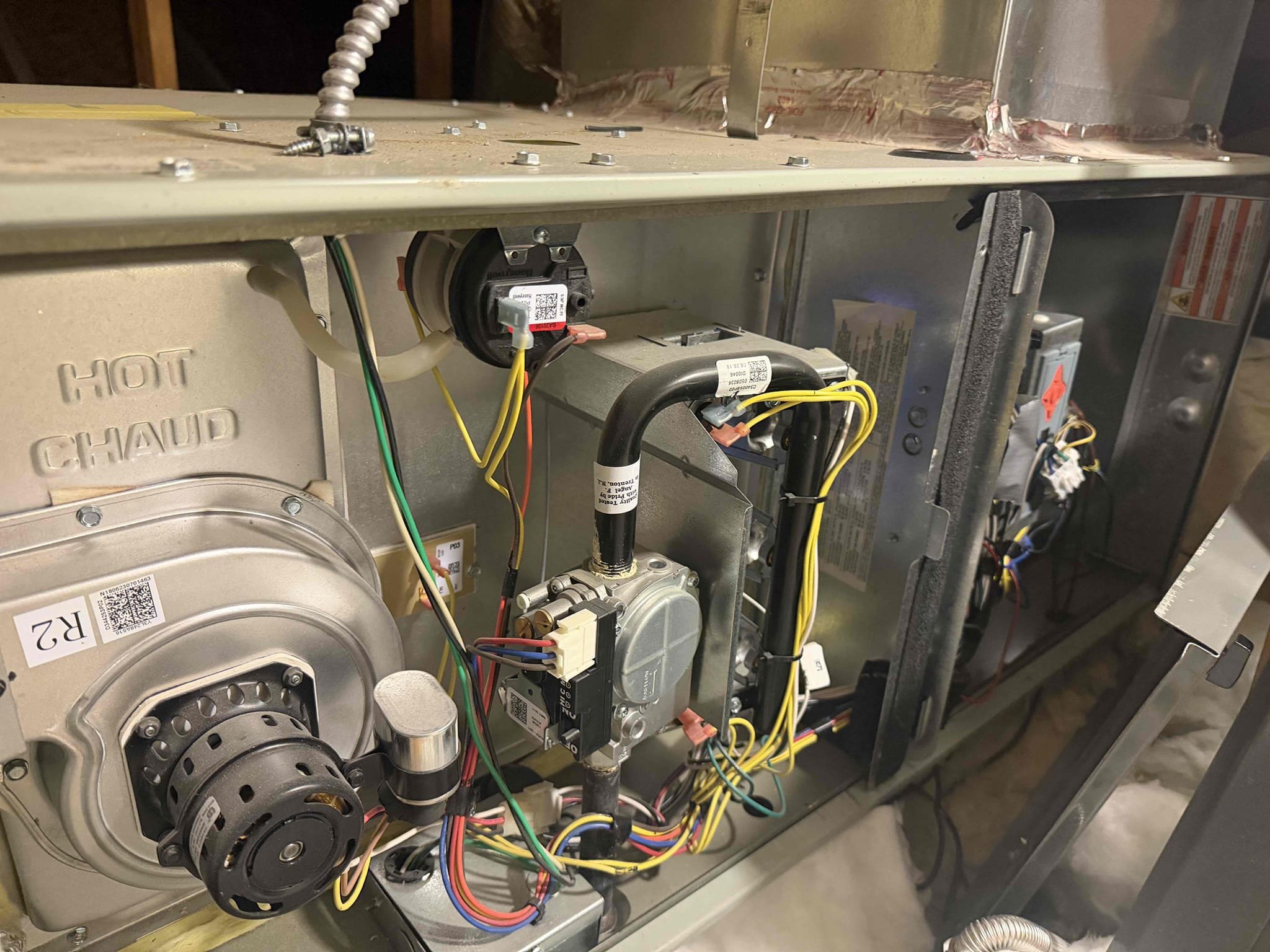 La Quinta, CA - Performed an indoor safety maintenance on&nbsp;3 American Standard furnaces. Filters located in ceiling, one fau located in attic and other two in garage, attic access located in hallway, changed 20x30 20x20 14x14 & 14x24  filter, flushed condensation line, on fau followed sequence of operation, checked for amperage and voltage, checked for blower speed, check for any loose connections, check for carbon monoxide, check for temperature rise, check for capacitor, everything within range also cleared dust accumulated inside electrical component. Systems are working within specifications in heating at the time of maintenance. Gave Starbucks gift card