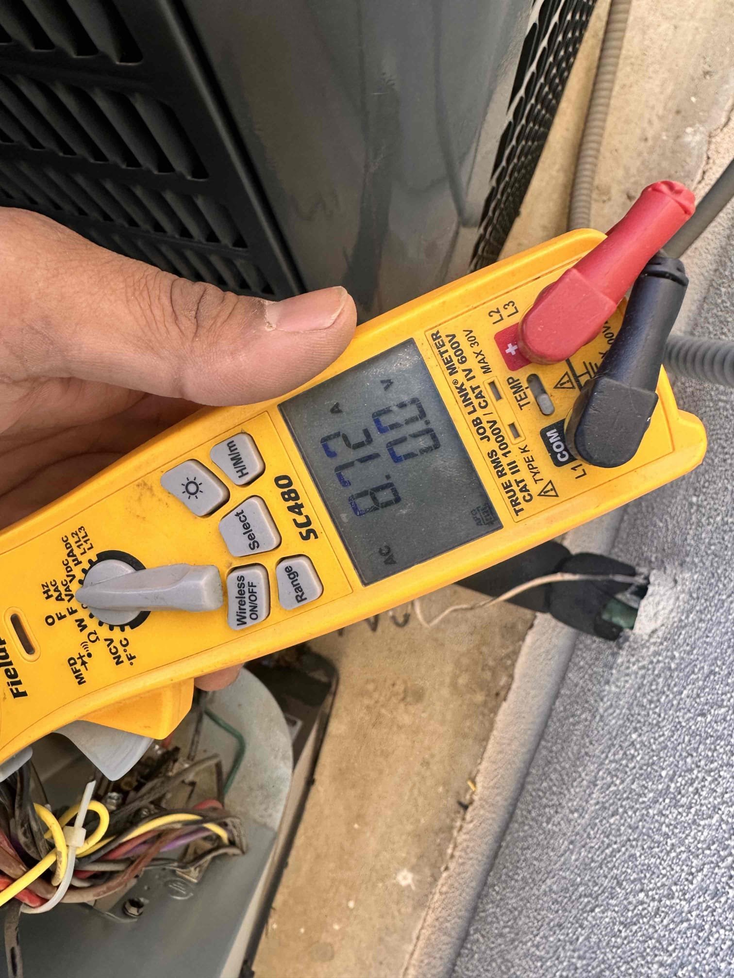 Responded to a demand call for system not cooling on outdoor equipment model GSXN403610AA, serial number 2307170729. Member stated the indoor temperature would not drop below 80°F with the thermostat set to 76°F. Upon arrival, found indoor equipment and condenser fan motor operating, but compressor was not running. Further inspection identified burnt wiring and loose connections at the run capacitor. Removed damaged wire sections, stripped wiring back to clean conductor, and secured connections at the run capacitor. Verified fittings were tight and secure. Restarted equipment and tested compressor starting amperage, compressor running amperage, and condenser fan motor amperage. Compressor operation was restored, and system is now cooling and operating properly. Thermostat temperature decreased from 80°F upon arrival to 78°F upon completion.
