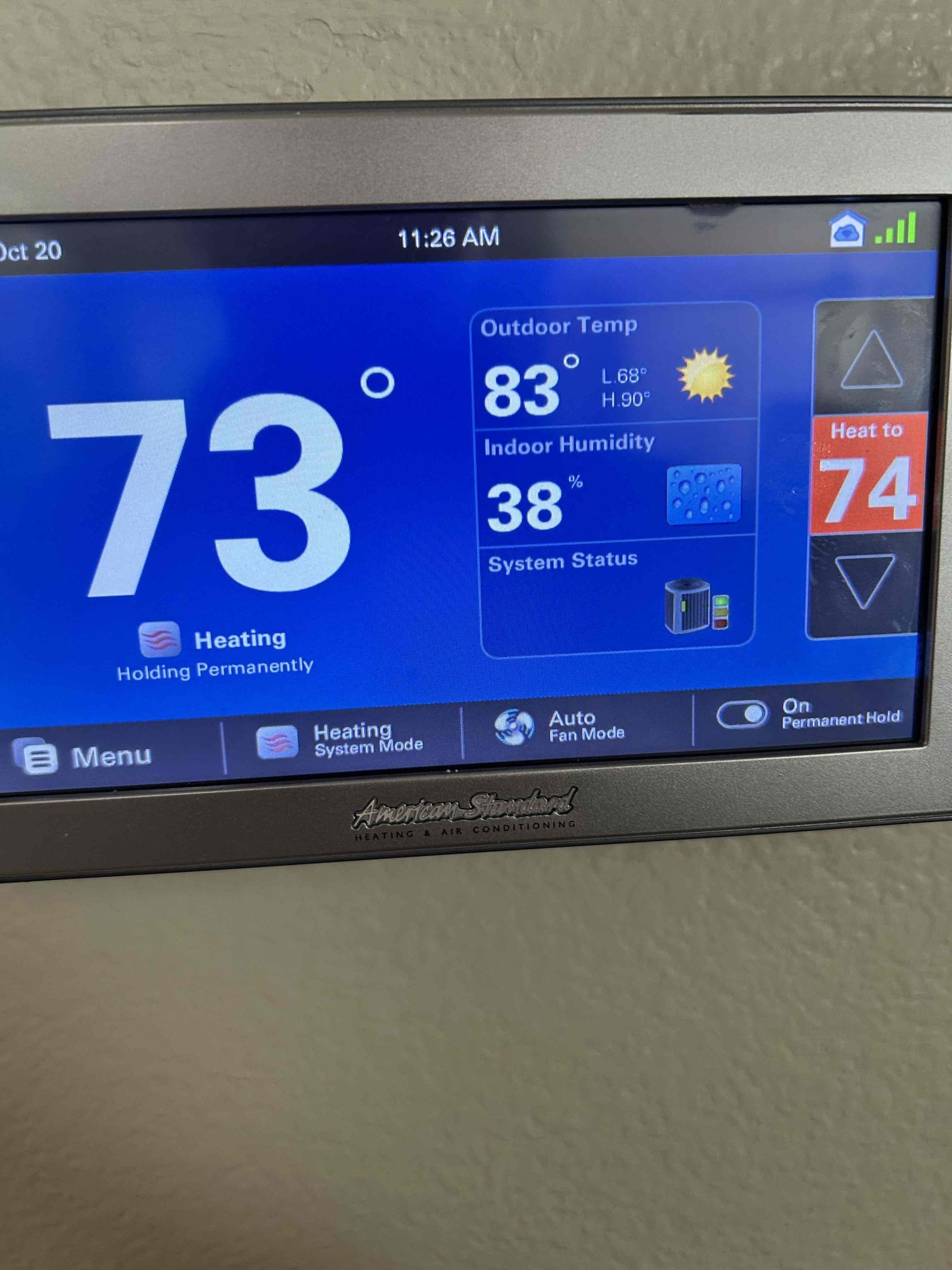   Equipment: Two 2022 3&4 ton Platinum Series Heat Pump Systems.     Thermostats  Two 1050 thermostats
Performed annual preventative maintenance on both Platinum Series heat pump systems.
- Replaced the 20 × 25 and 16x25 air filters.
- Inspected the filter racks and verified proper airflow.
- Cleared both condensate drain lines through the cleanout access points.
- Inspected outdoor electrical terminals and connections, ensuring proper positioning and secure connections.
- Inspected the circuit boards, wiring, and electrical components for proper operation.
- Checked both 1050 thermostats for heating and cooling operation, temperature response, and active system alerts.
Both heat pump systems were tested following maintenance. The heating and cooling functions were checked, and both systems were operating properly at the completion of service.  No active system alerts were indicated at the thermostats during the inspection.