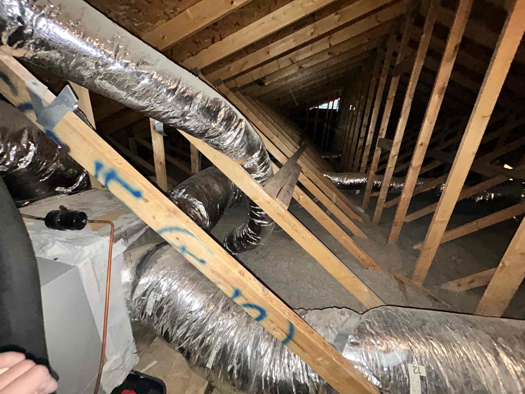 Equipment: 2024 American Standard 5 Ton Split-System Heat Pump
Thermostat: Honeywell S200
* Replaced three air filters:
    * (1) 14 × 14
    * (1) 10 × 10
    * (1) 20 × 30
* Checked thermostat operation and verified calls for cooling and heating.
* Inspected the six listed system operating components and electrical components.
* Inspected ductwork for visible signs of damage, deterioration, or collapse. No visible issues were observed.
* Cleared and inspected the condensate drain line and verified drainage at the attic and outdoor termination.
* Cycled the system in cooling mode and checked compressor operating amperage, including startup and running amperage.
* Inspected the contactor and verified normal operation during the cooling cycle.

Customer Concern and Recommendations
The customer reported a loud noise during system startup. Recommended installing hard start kit for less strain and reduce sound at start up.
The customer elected to defer the recommended evaluation at this ti