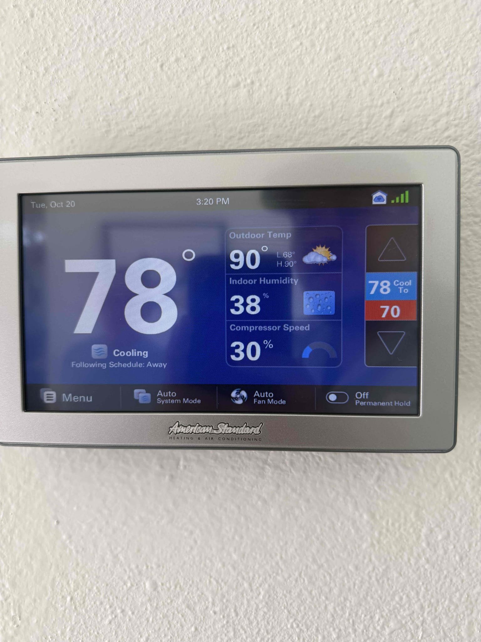Palm Desert, CA - Performed an indoor safety maintenance on two American Standard furnace. The FAU is located in the laundry room upflow . Replaced 2  16x25 filter located in filter rack,Flushed the condensation line to ensure proper drainage. Checked the furnace sequence of operation to verify proper startup and heating operation. Tested electrical amperage and voltage to ensure readings were within the manufacturer’s specifications. Inspected blower motor operation and speed, checked electrical connections for looseness, and measured the temperature rise to verify proper heat output. Inspected the electrical compartment and cleared accumulated dust and debris, condensation terminals under ground. Verified the units were operating properly in heating mode, with all inspected components and readings within the manufacturer’s specifications at the time of maintenance. Gave out Starbucks card!
