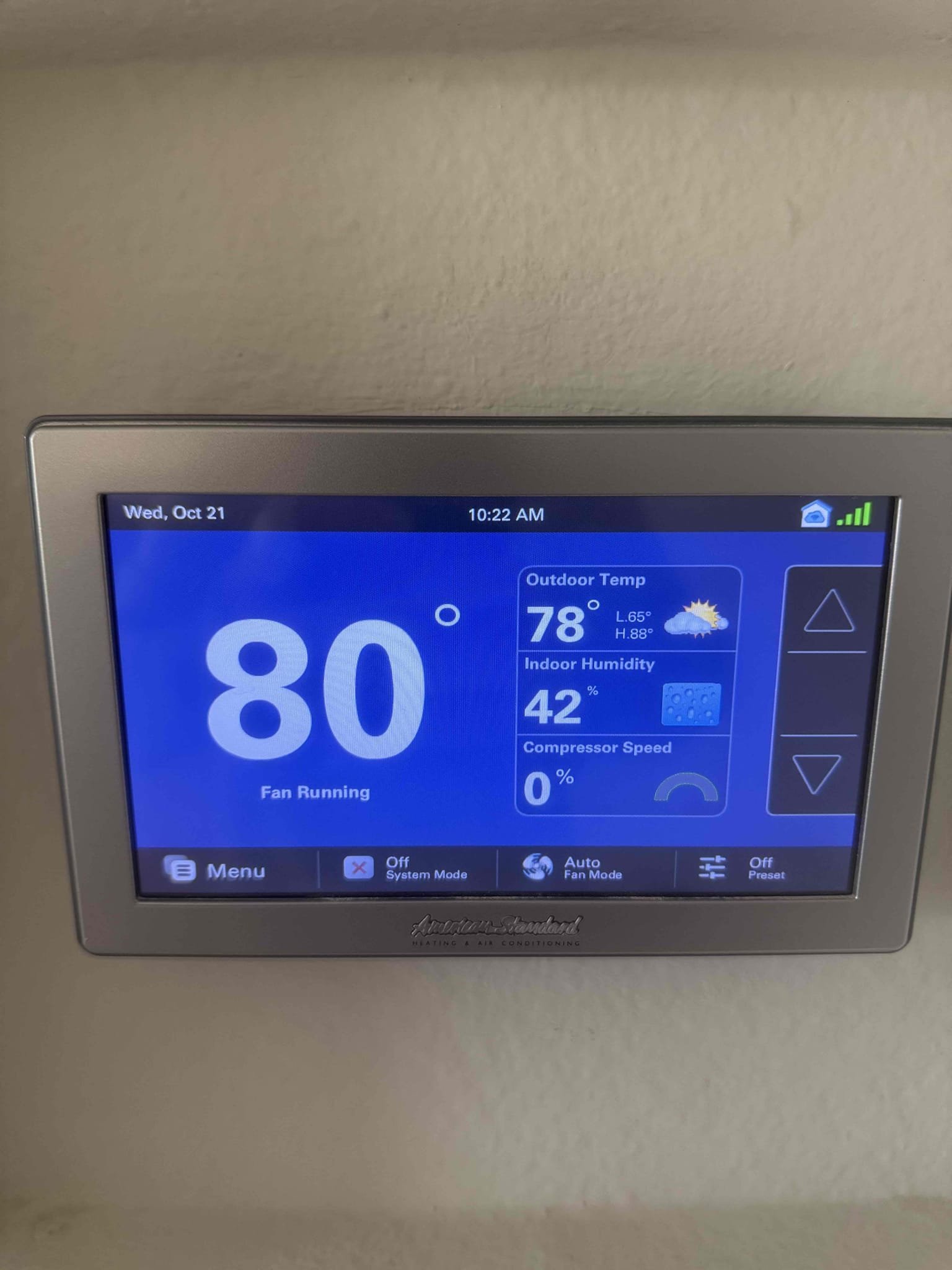 I Performed Maintenance on both the Heating Systems. Also replaced a 20x30 and 16x25 filters. Both Heating Systems are American Standard Platinum Heat Pump Split Systems located in the hallway attic and outside on the ground. I flushed both the condensation drain lines from the attic. Verifed that whole house surge protector is working properly as well as Air Oasis Nanos are working properly as well. Verifed proper operation of system in Heat mode, cleaned mechanical platform in the attic, cleaned indoor air handler compartment, and outdoor unit electrical compartments. Lastly I cleaned condenser coils. Both Heating Systems checked out operational at the time of today’s maintenance visit. Schedule next maintenance visit online as well as renewed comfort plan. I then gave client Starbucks Card. 