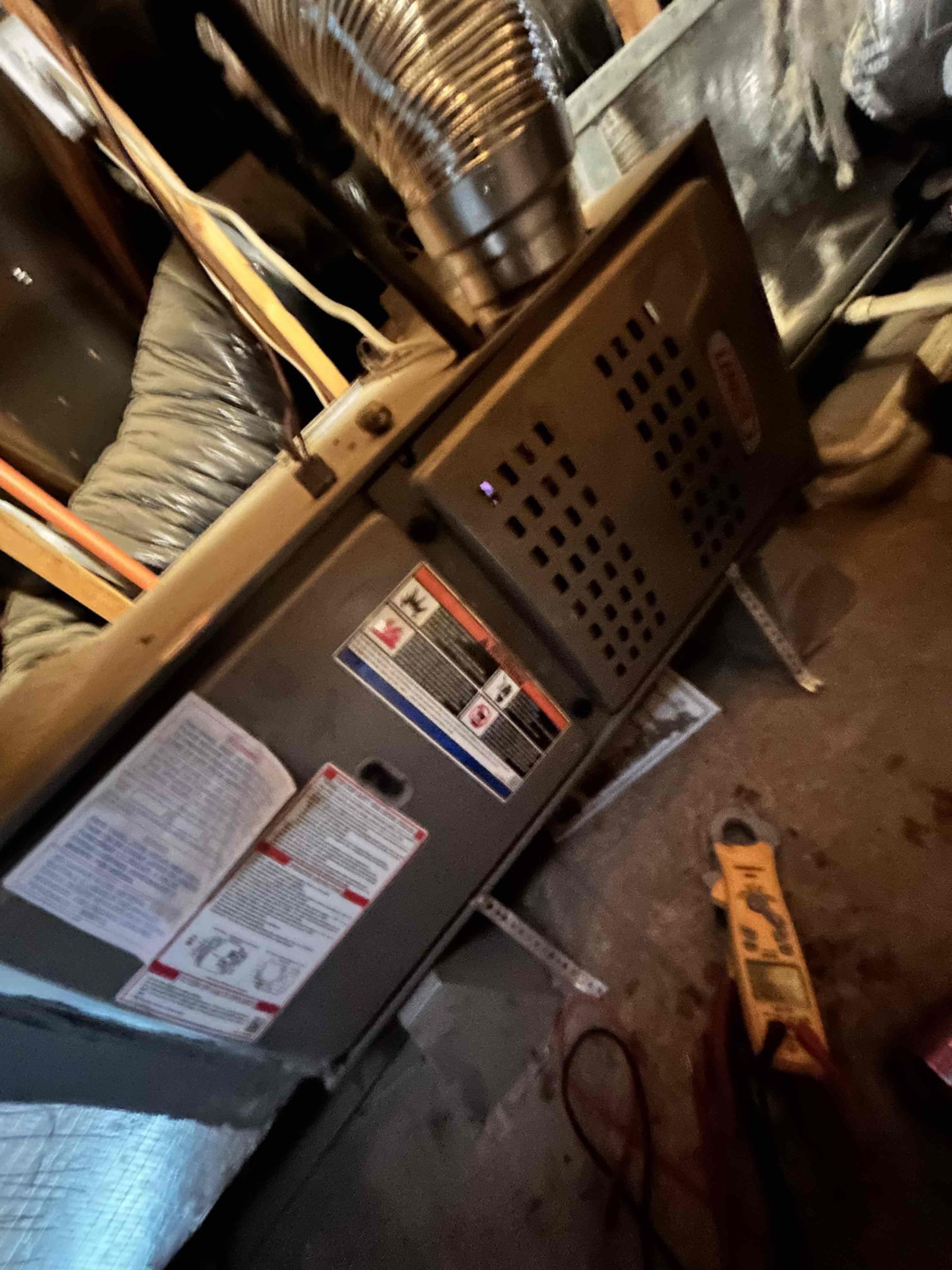 Performed annual maintenance on a 2019 Lennox 3 ton straight cool split system. Replaced the 20x30 and 14x14 air filters. Checked the Honeywell 6000 thermostat and verified operation in both heating and cooling modes.

Inspected the heating sequence of operation, including the gas valve, flame sensor, igniter, and safety switches. Cycled the system in cooling mode and checked compressor amperage, startup inrush amperage, and capacitor readings. Checked the blower capacitor and compressor start capacitor to verify they were within the proper operating range.

Inspected the ductwork for signs of deterioration or collapse. Washed the mini-split filters and coils. Cleared the condensate drain line to ensure proper drainage.

System is operating properly in both heating and cooling modes at the time of service.