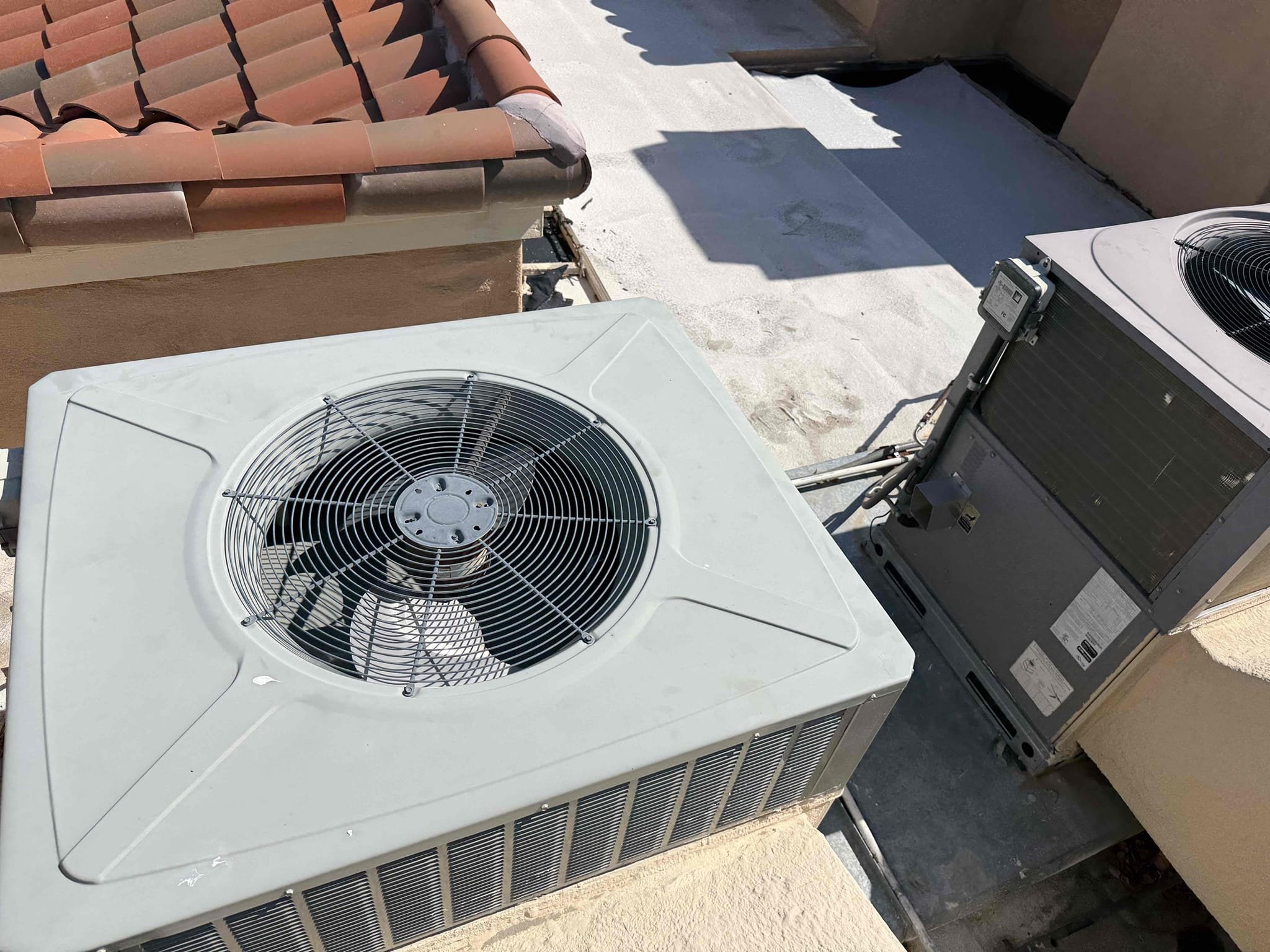 Performed a heating maintenance on a  American Standard package unit and a Payne package unit, changed 20x24 & 18x30 filter, filter located on hallway ceiling, flushed condensation line, on unit check for amperage and voltage, followed sequence of operation, check for carbon monoxide, check for capacitor, check for temperature split, everything within range also clear out dust accumulated inside electrical component area. System is working within specification in heating at the time of maintenance.