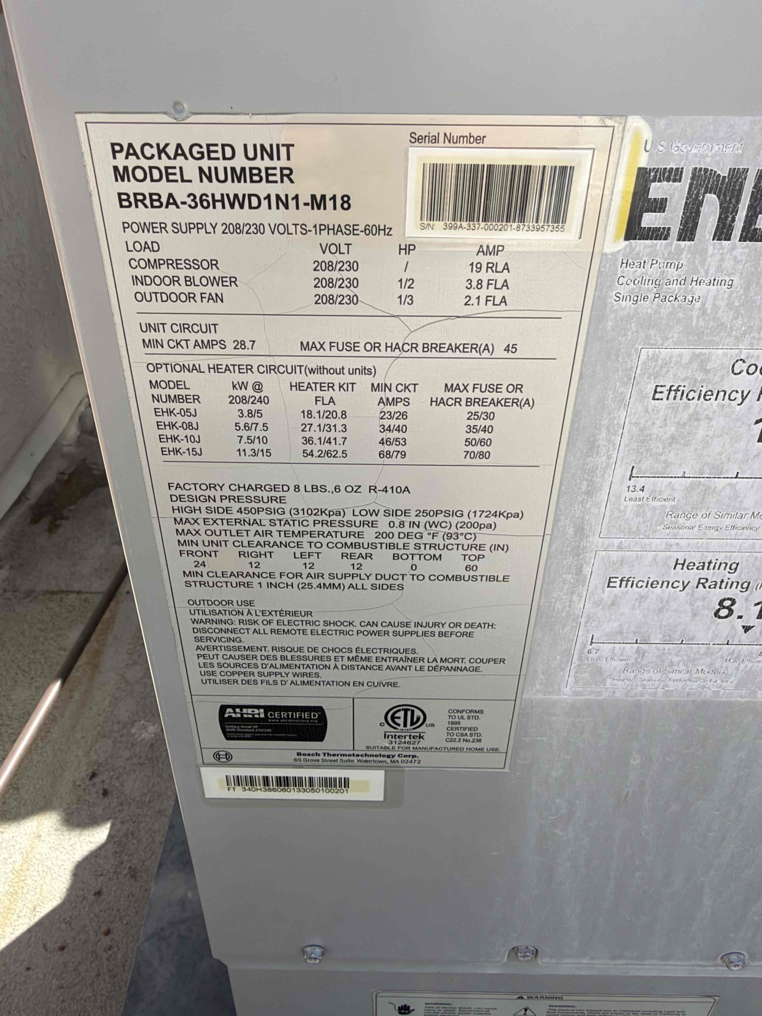 Performed a heating maintenance on a 2023 Bosch package unit, changed 14x30 filter, filter located on hallway ceiling, flushed condensation line, on unit check for amperage and voltage, followed sequence of operation, check for temperature split, everything within range also clear out dust accumulated inside electrical component area. System is working within specification in heating at the time of maintenance.