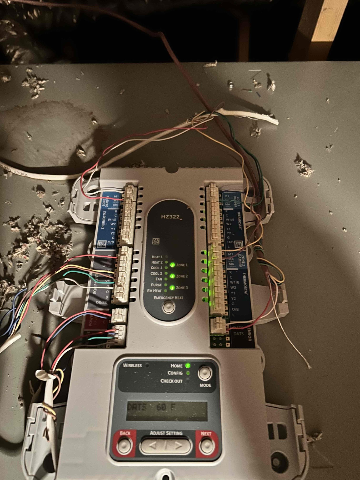 Equipment: 2025 American Standard 5-Ton Split Heat Pump System
 Performed annual preventive maintenance and operational checks on the heating and cooling system.
* Replaced the existing 20 × 25 and 14 × 14 air filters.
* Inspected the zoning system, consisting of one main Honeywell 8000 hallway thermostat and two bedroom sensors 8000
* replaced the batteries in both bedroom sensors.
* Checked system operation and motor amperage; motor

During the initial operational check, the thermostat called for heat, but the system was not heating properly.
 Inspected the thermostat and associated control wiring.
* Checked the outdoor unit and identified an issue with the reversing-valve operation.
* Disconnected and restored the 24-volt control connection to the reversing-valve solenoid to reset its operation.
* Rechecked system operation and confirmed that the reversing valve responded and the system resumed heating properly.

Cooling Operation
* Cycled the system into cooling mode.
* Checked com