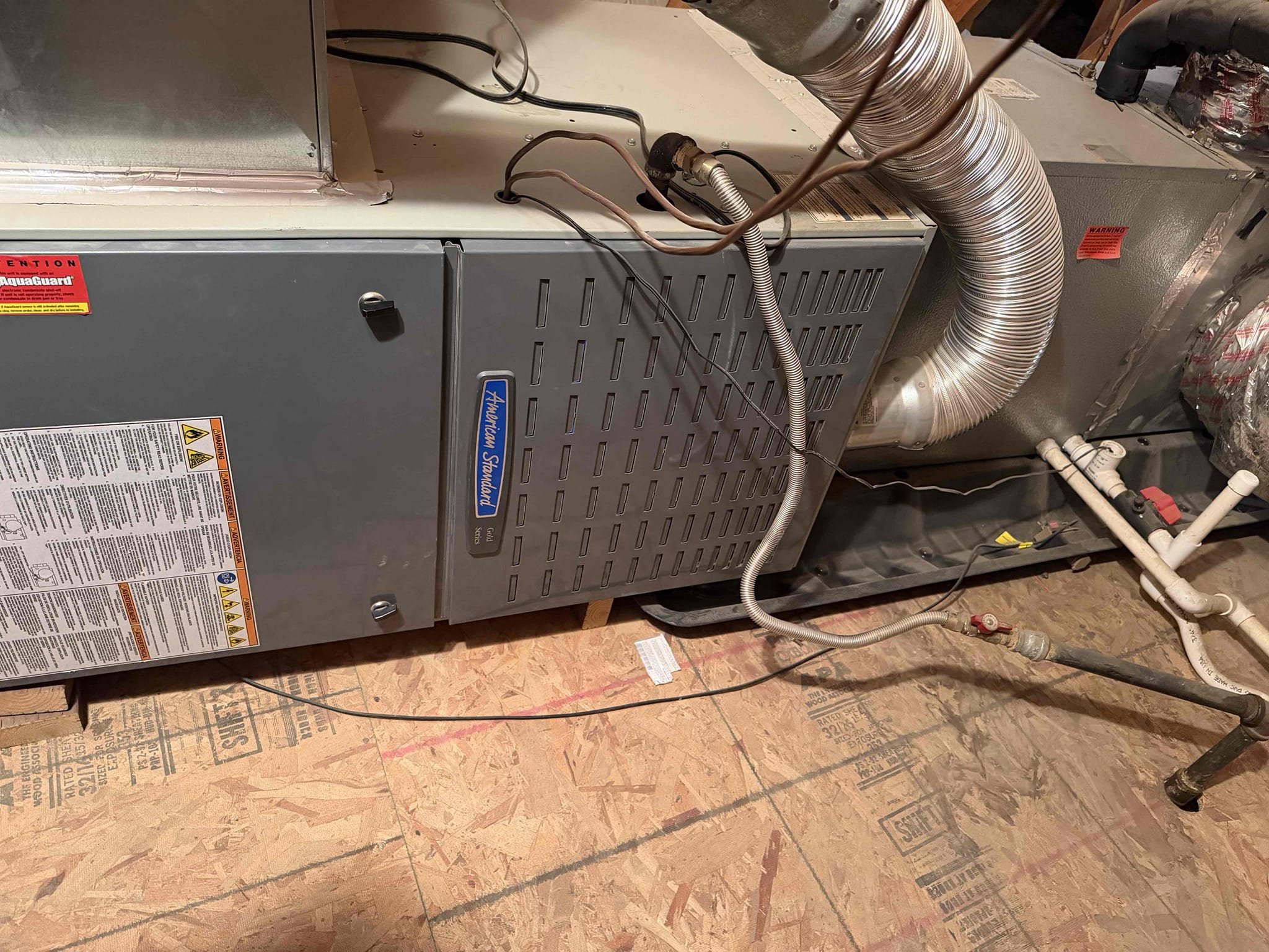 Performed indoor safety and preventive maintenance on the 2018 American Standard furnace system. The air filter is located in the hallway ceiling, and the FAU is located in the attic, with access through the master bedroom closet. Replaced the existing 20x30 air filter and flushed the condensate drain line. Followed the furnace sequence of operation and inspected system performance, including voltage, amperage, blower speed, electrical connections, carbon monoxide levels, temperature rise, and capacitor condition. Removed accumulated dust from the electrical compartment. All inspected components and operating readings were within the expected specifications. The system was operating properly in heating mode at the time of maintenance. Provided a Starbucks gift card.