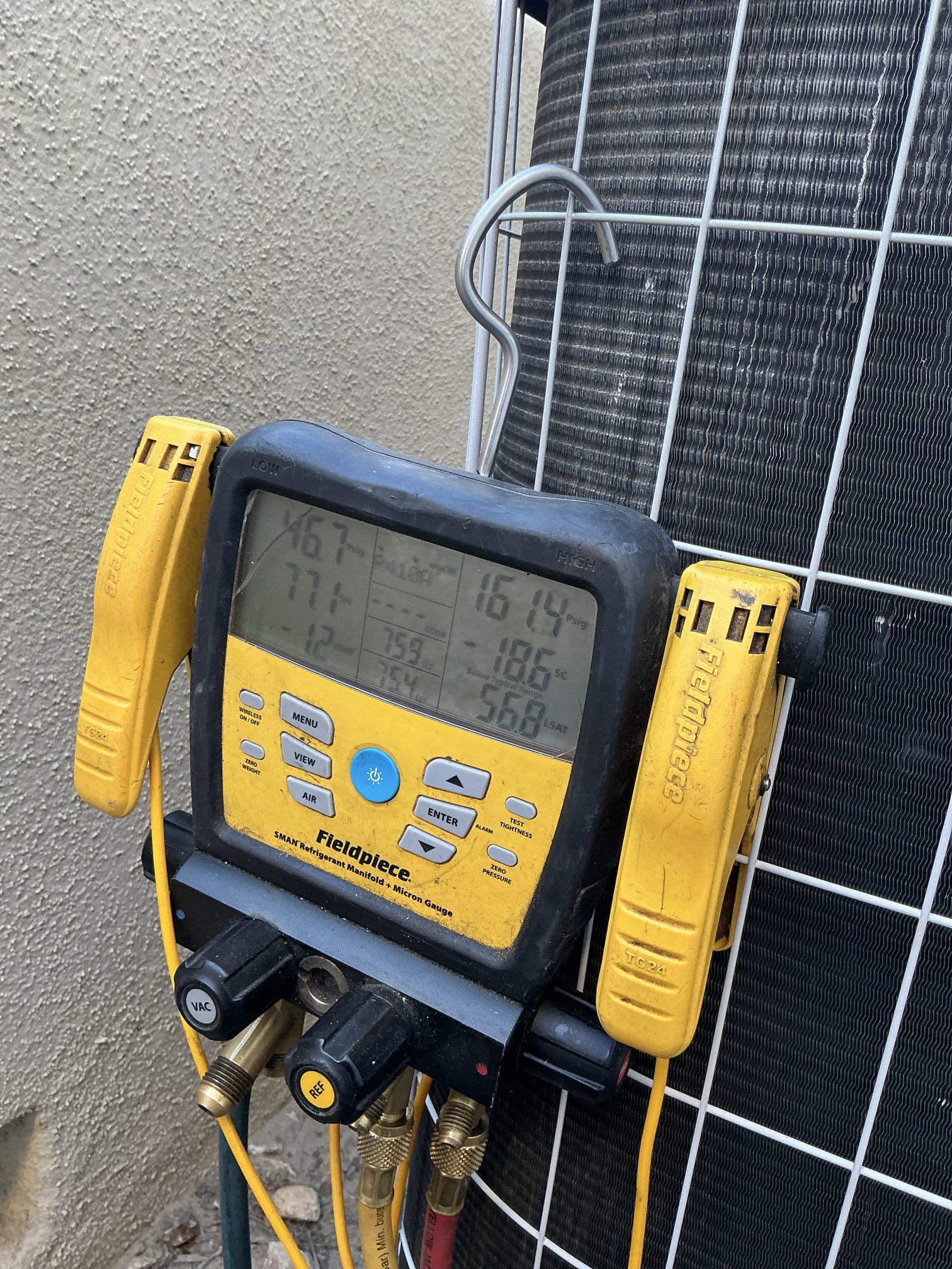 Diagnostic on 1999 equipment. Compressor struggling to start do to failed capacitors. Once started compressor struggling do to poor , well past its life expectancy. Equipment in very poor condition with multiple additional potential problems. Will schedule to install new equipment. Office to call and schedule, collect deposit 
