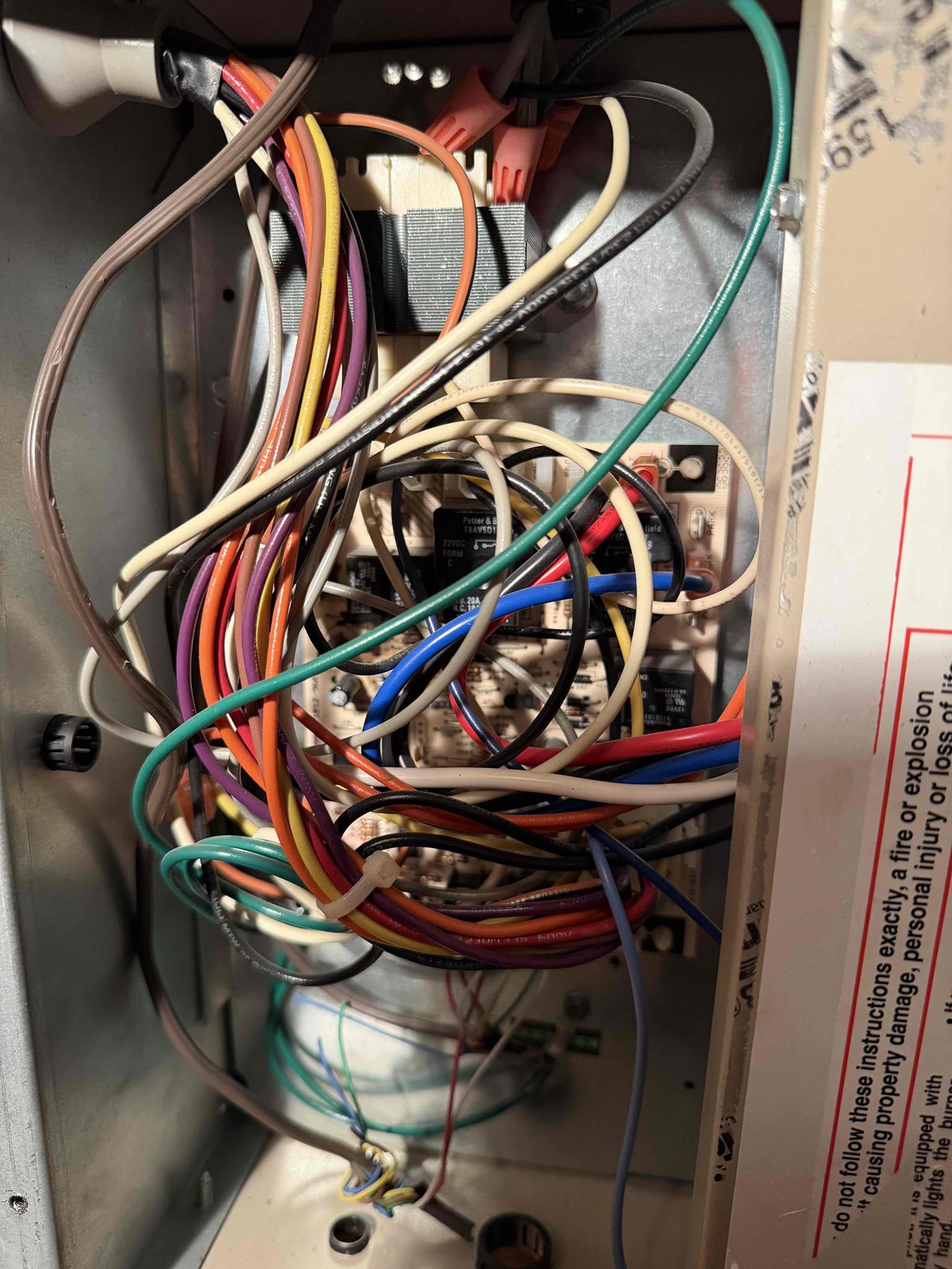 Performed an indoor safety maintenance on 2 2007 Airflo furnaces. Filters are located in the ceiling, and both FAUs are located in the attic, with attic access through the second-floor hallway. Replaced two 20x30 filters and two 14x24 filters. Flushed the condensation lines to ensure proper drainage. Followed the sequence of operation on both furnaces to verify proper startup and heating operation. Checked electrical amperage and voltage, blower speed, loose electrical connections, carbon monoxide levels, temperature rise, and capacitors. All readings and components checked were within the expected operating range. Cleared accumulated dust from the electrical component areas. Both systems are operating within manufacturer specifications in heating mode at the time of maintenance. Provided a Starbucks gift card.