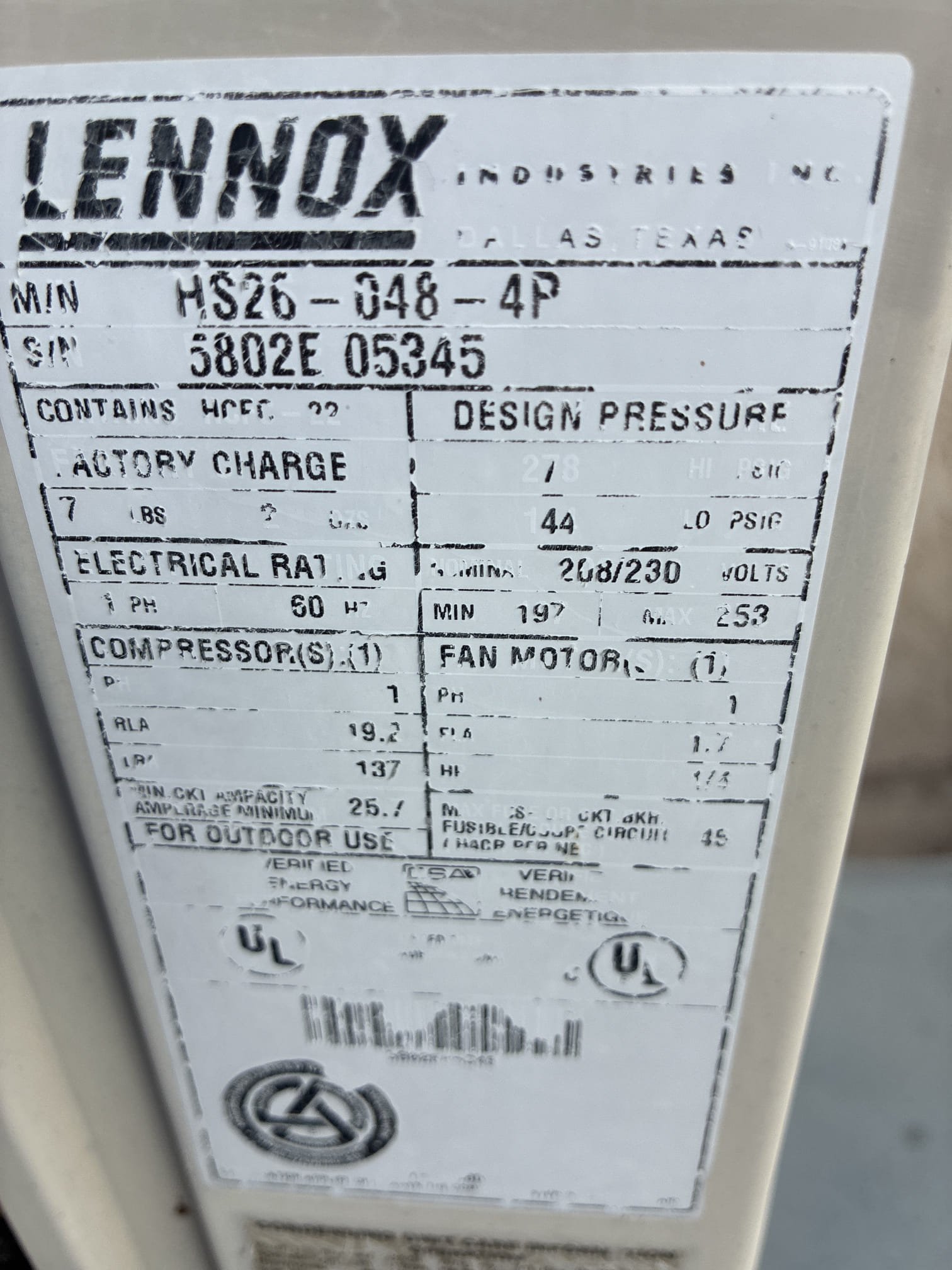 Upon arrival client stated they just got into town and system blowing ambient air. Found outdoor unit not running and off on high pressure switch. Reset switch and cycled system. Found fan motor not eubbing due to failed capacitor. Replaced capacitor and tested. System is 24 years old using r22 refrigerant no longer being produced. Signed up on yearly agreement and sent over estimate. Winter time special is free water heater or JB extended warranty.