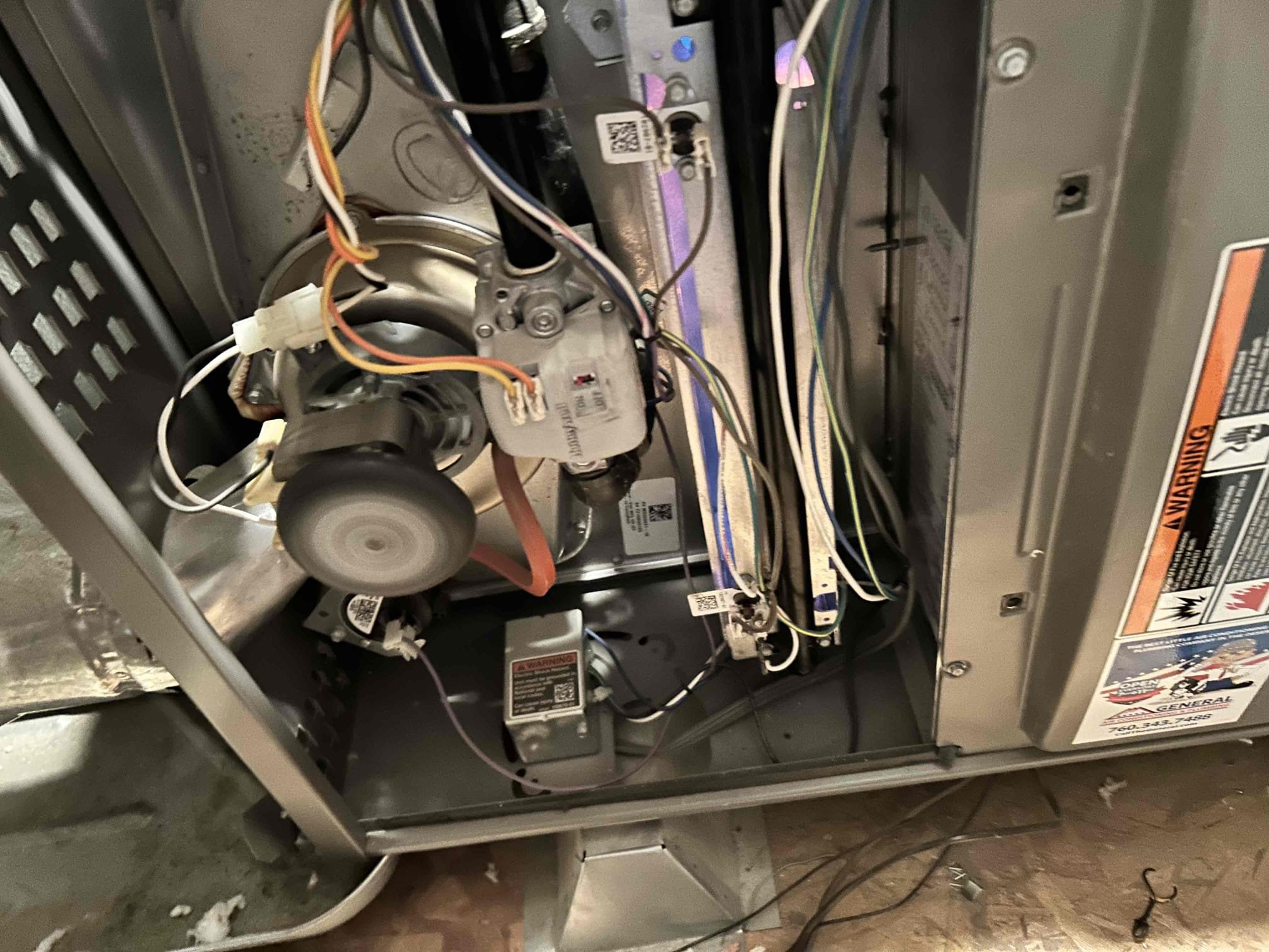 Performed annual maintenance on a 2019 Lennox split system
Maintenance Performed:
 Replaced the existing 20” × 30” air filter.
* Checked the Honeywell 6000 thermostat and verified operation.
* Inspected the gas valve, safety switches, flame sensor, burner flame, inducer motor, and blower motor amperage.
* Checked blower cabinet components and verified operation within the applicable specifications.
* Vacuumed and cleaned the condensate drain line and inspected the drain for proper drainage.
* Verified proper system operation after completing maintenance.
System Status: System is operating properly at the time of service.