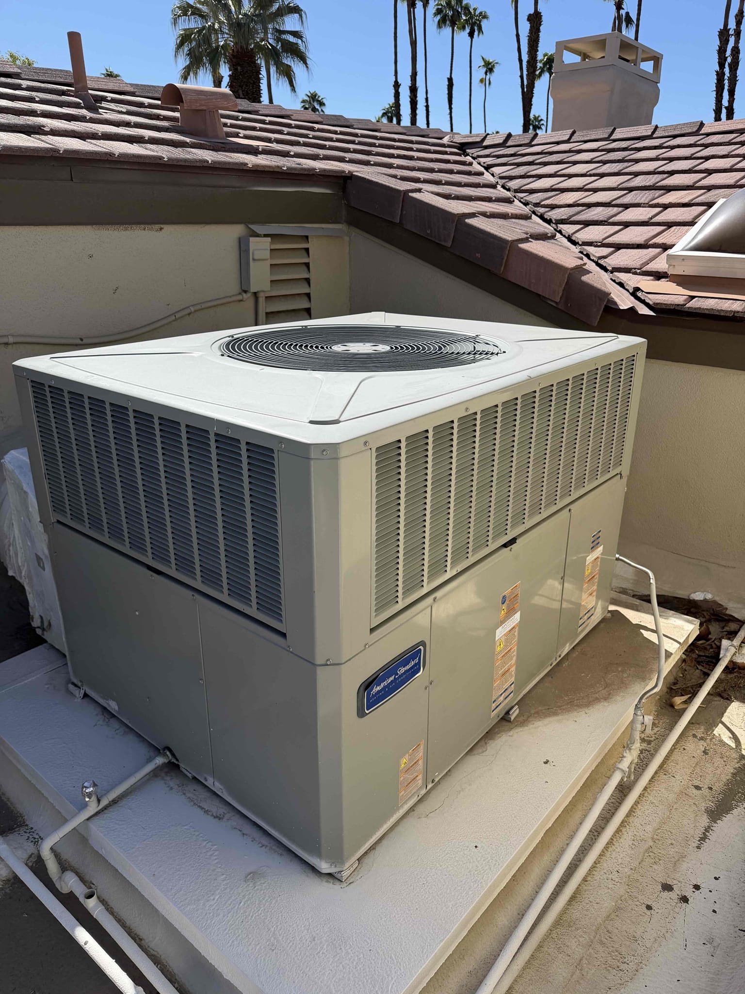 Performed a heating maintenance on a 2017 American Standard package unit, changed filter, filter located on hallway ceiling, flushed condensation line, on unit check for amperage and voltage, followed sequence of operation, check for carbon monoxide, check for capacitor, check for temperature split, everything within range also clear out dust accumulated inside electrical component area. System is working within specification in heating at the time of maintenance. Gave Starbucks Gift card.