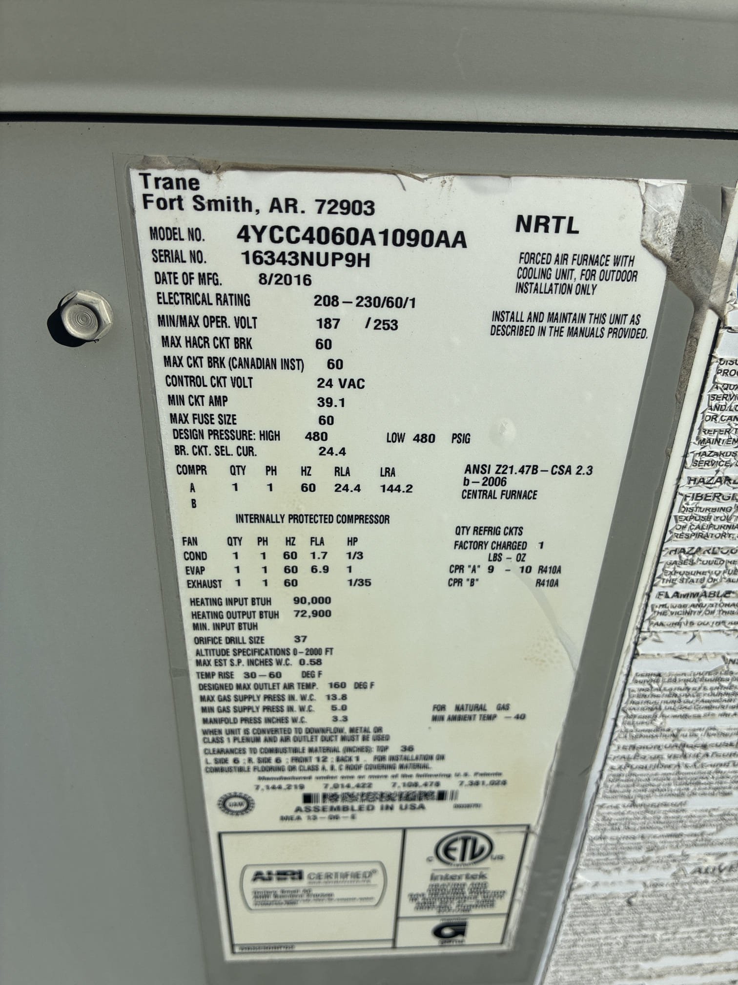 Upon arrival client stated he just got into town and thermostat is blank. Found tripped breaker, reset breaker. Breaker tripped as soon as unit kicked on. Found bad compressor. Advised client we need to order compressor and recharge system refrigerant. Advised will call when I get eta on compressor. Courtesy did not charge trip or diagnostic 