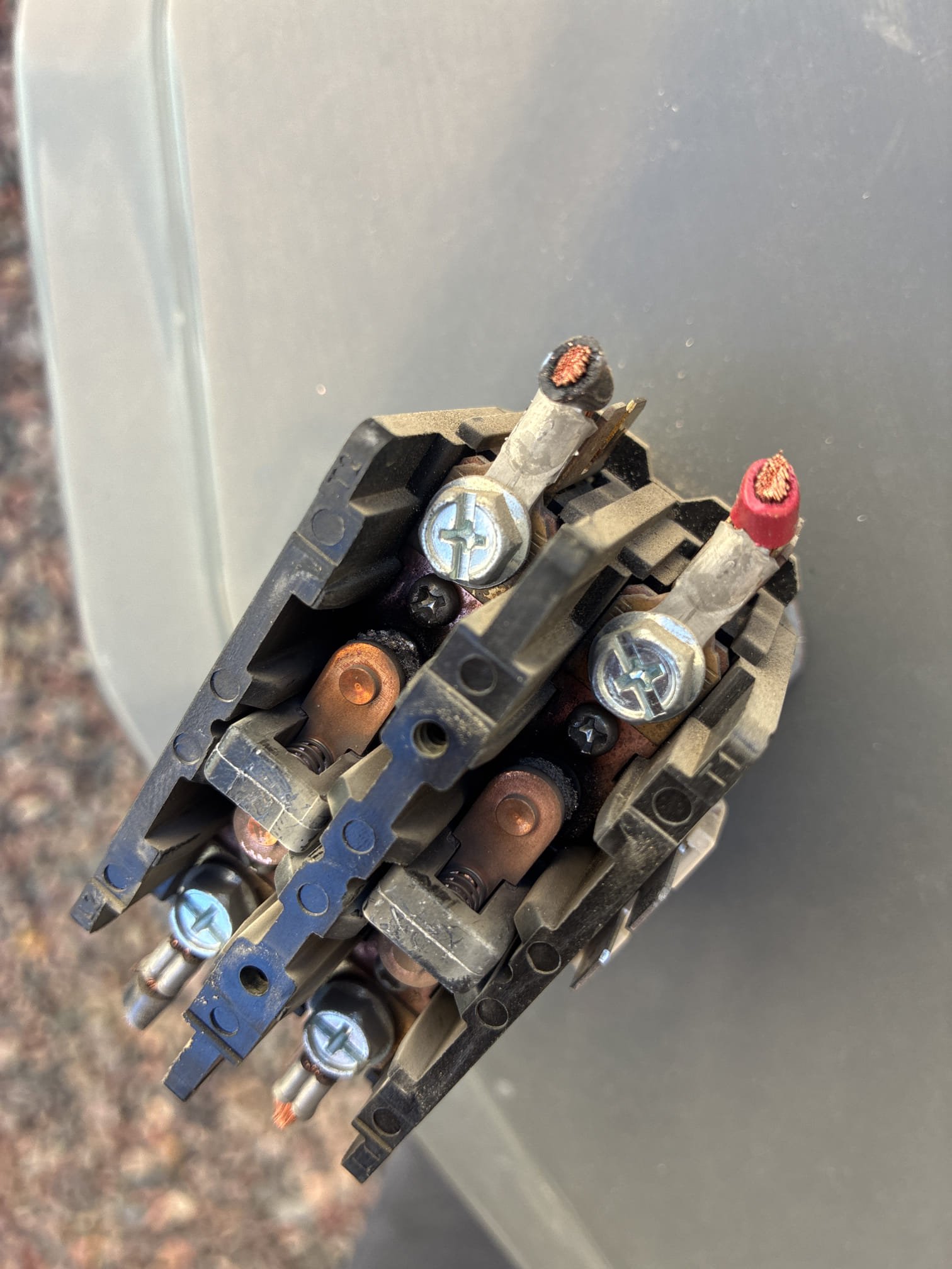 Upon arrival client stated outdoor unit never turns off even when thermostat is off. Found contactor melted keeping system on. Replaced contactor and tested. Client stated this has been going on for a while. Advised client system may be slightly iced up. Advised to leave off for a little while so system can defrost. Pressure and temperature not indicating completely iced up.