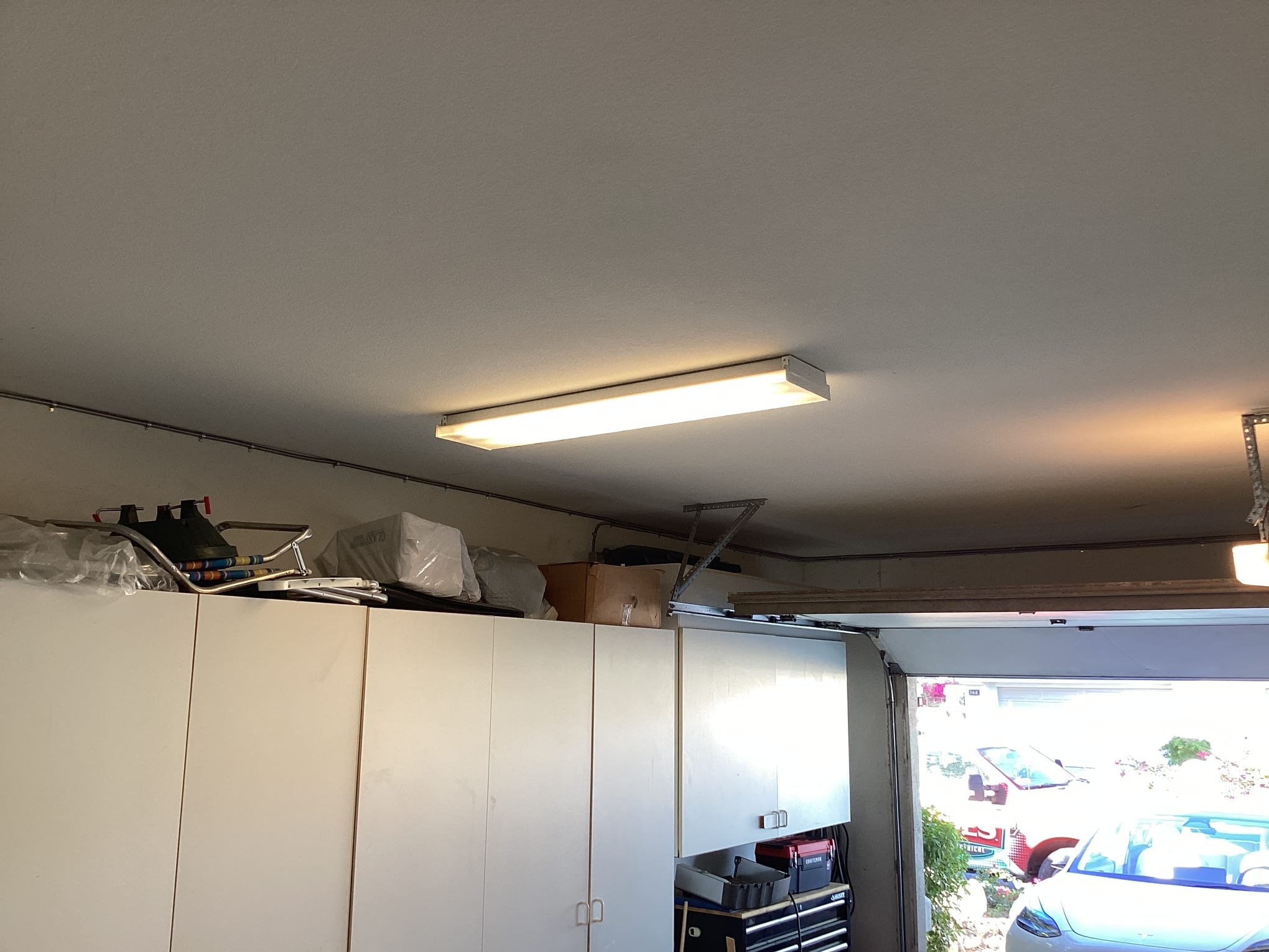 Arrived at customer’s home to install and run a new dedicated 240 volt 20 amp outlet for car charger for Tesla. Penetrated out of the back of the main breaker panel and ran mc cable up and across garage to desired outlet location. Landed all connections and tested outlet to verify with customer and complete scope of work for today.