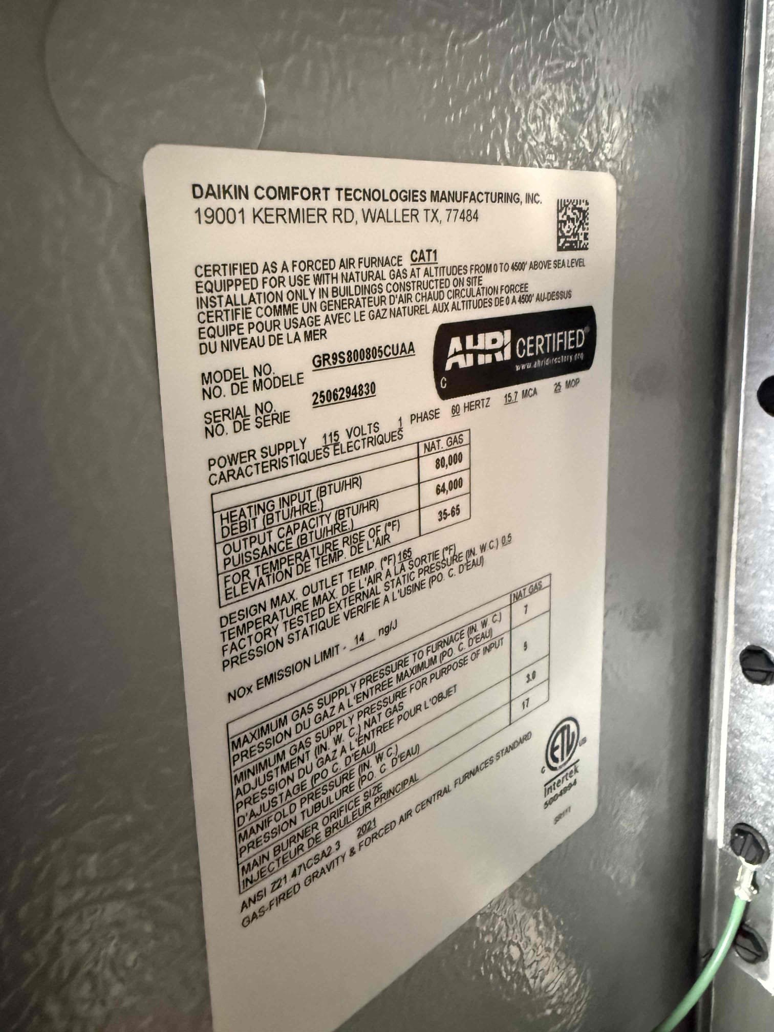 Performed annual heating maintenance on a 2025 Goodman ultra low nox furnace. Upflow fau is located in garage. Client replaced media filter last month, filter in good shape during visit. Cleaned out burners furnace. Verified heating sequence of operation is working properly according to manufacturer specifications. Checked and detected zero carbon monoxide. Checked temperature rise. Checked gas pressures at gas valve. Everything checked out within range. Thermostat checked out operational. System is working properly in heating at this time of service. Gave client Starbucks gift card and prebooked cooling maintenance on site with client. 