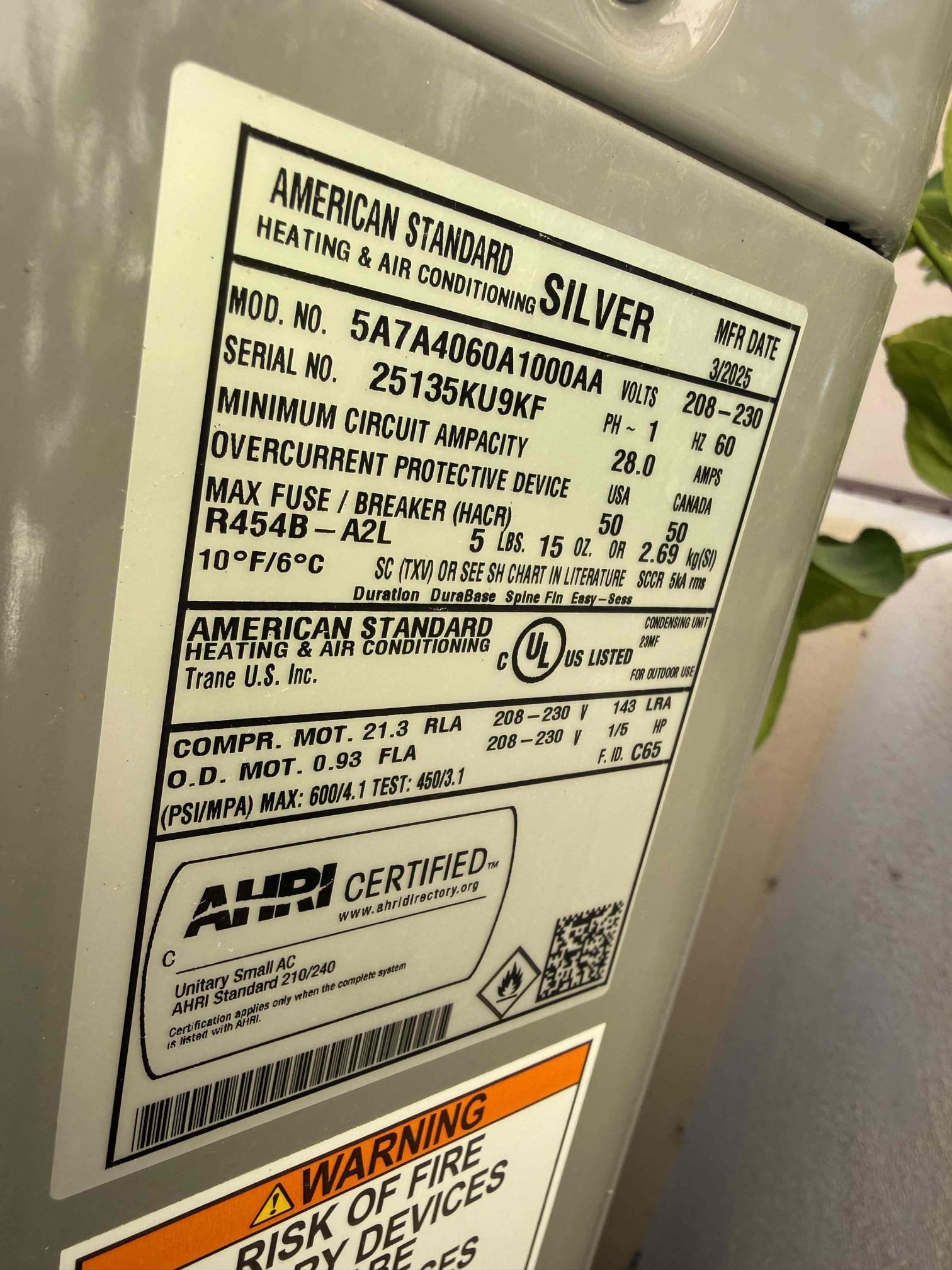 Performed annual heating maintenance on 2) 2026 American Standard Silver split systems. Upflow FAUs are located in garage. Replaced 20x25 and 14x25 filters located in filter racks. Cleared condensation lines from clear out valves. Cleaned out burners furnace. Verified heating sequence of operation is working properly according to manufacturer specifications. Checked and detected zero carbon monoxide. Checked temperature rise. Everything checked out in range with the furnaces. Both thermostats checked out operational. Both systems are working in heating at this time of service. Gave client Starbucks gift card and prebooked cooling maintenance on site with client.

Client stated living room unit S#U9KF not cooling properly causing high electrical bills. Found subcooling levels below manufacturer specifications measuring at 3°. Added 1lb of refrigerant and brought subcooling to manufacture specifications at 10°. Everything else checked out in range. System is cooling properly at this time