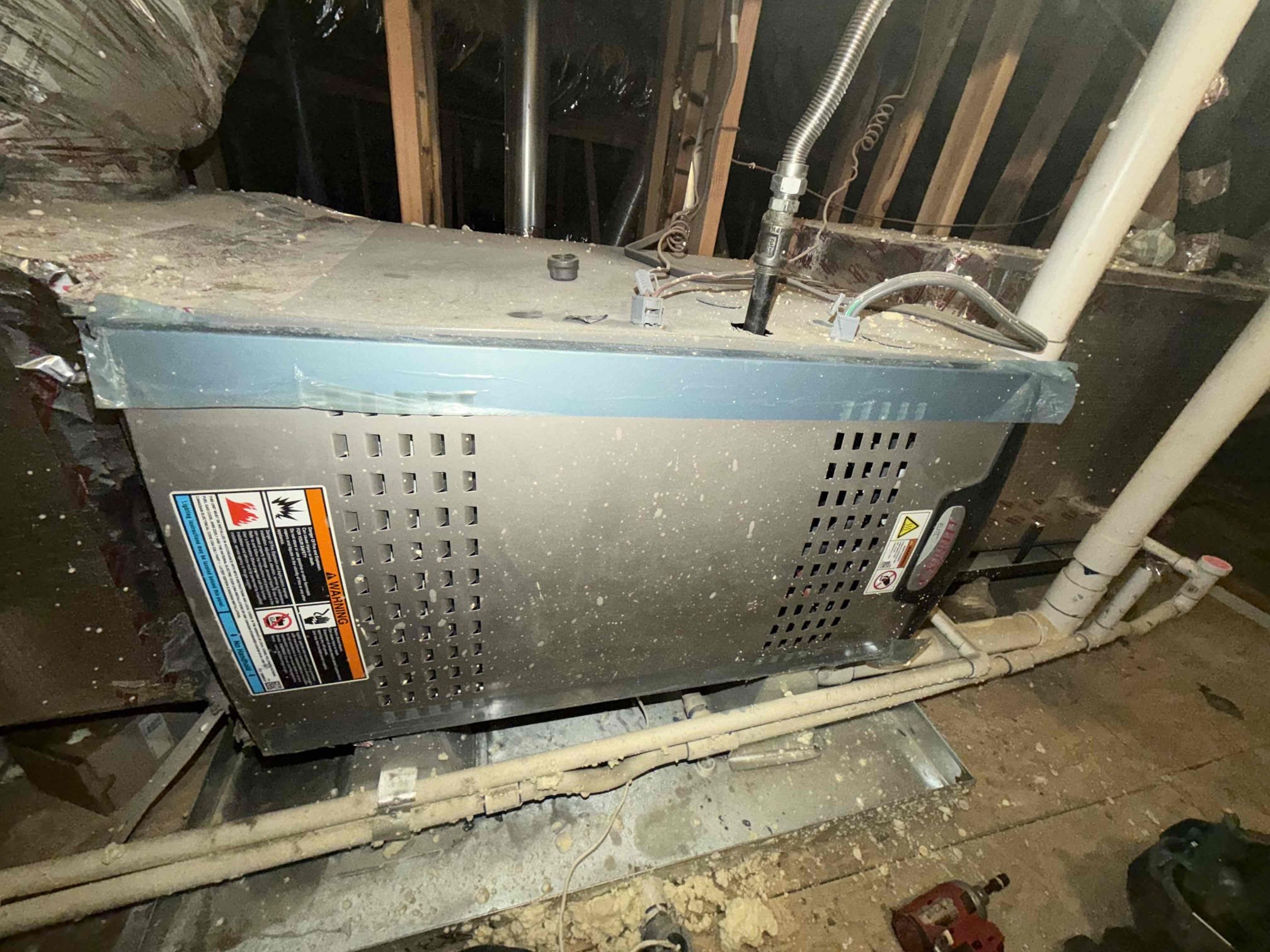 
Performed an indoor safety maintenance on&nbsp;Lennox furnaces. Filters located in ceiling, fau located in attic, attic access located next to laundry room, changed 20x36 & 20x20 filter, flushed condensation line, on fau followed sequence of operation, checked for amperage and voltage, checked for blower speed, check for any loose connections, check for carbon monoxide, check for temperature rise, check for capacitor, everything within range also cleared dust accumulated inside electrical component. Systems are working within specifications in heating at the time of maintenance. Gave Starbucks gift card