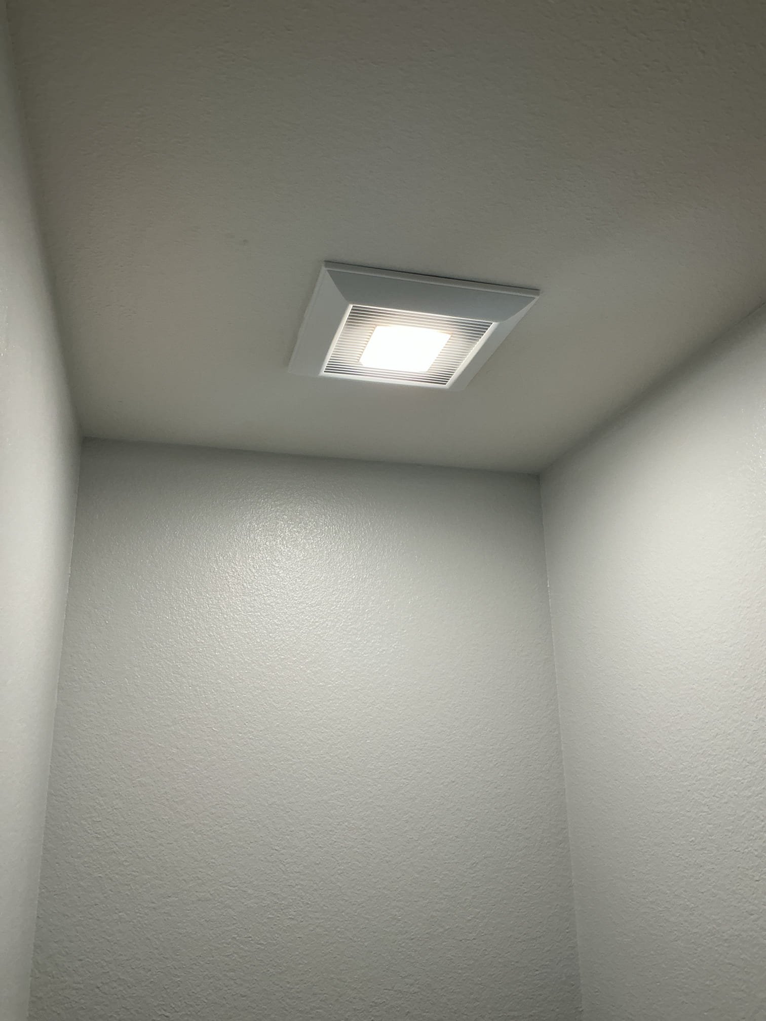 Arrived to remove existing exhaust fan in master bathroom and install ew whisper quiet exhaust fan with light.