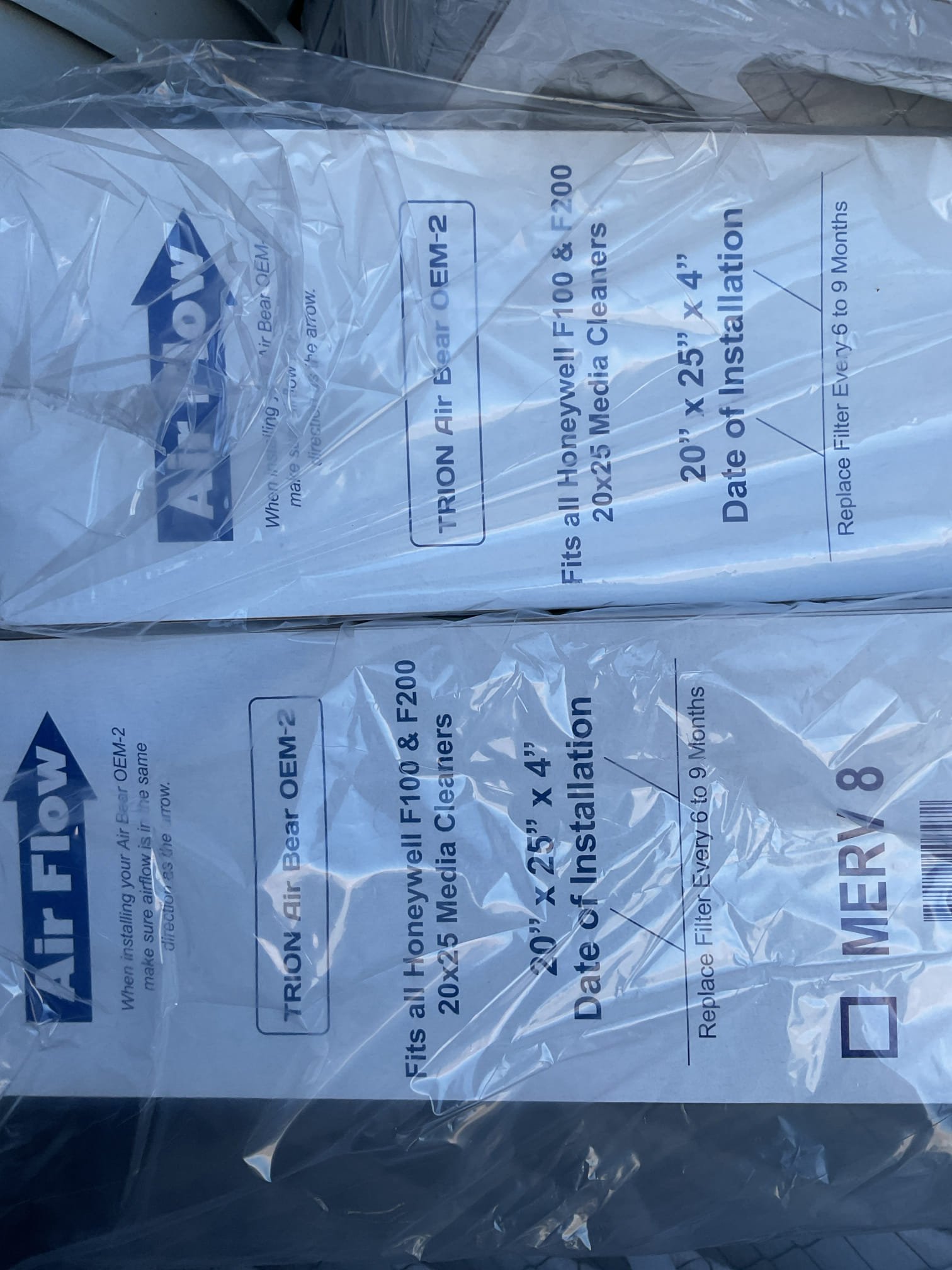 La Quinta, CA - Replaced (4) 20 x 25 x 4" Honeywell air filters. Charged card on file.