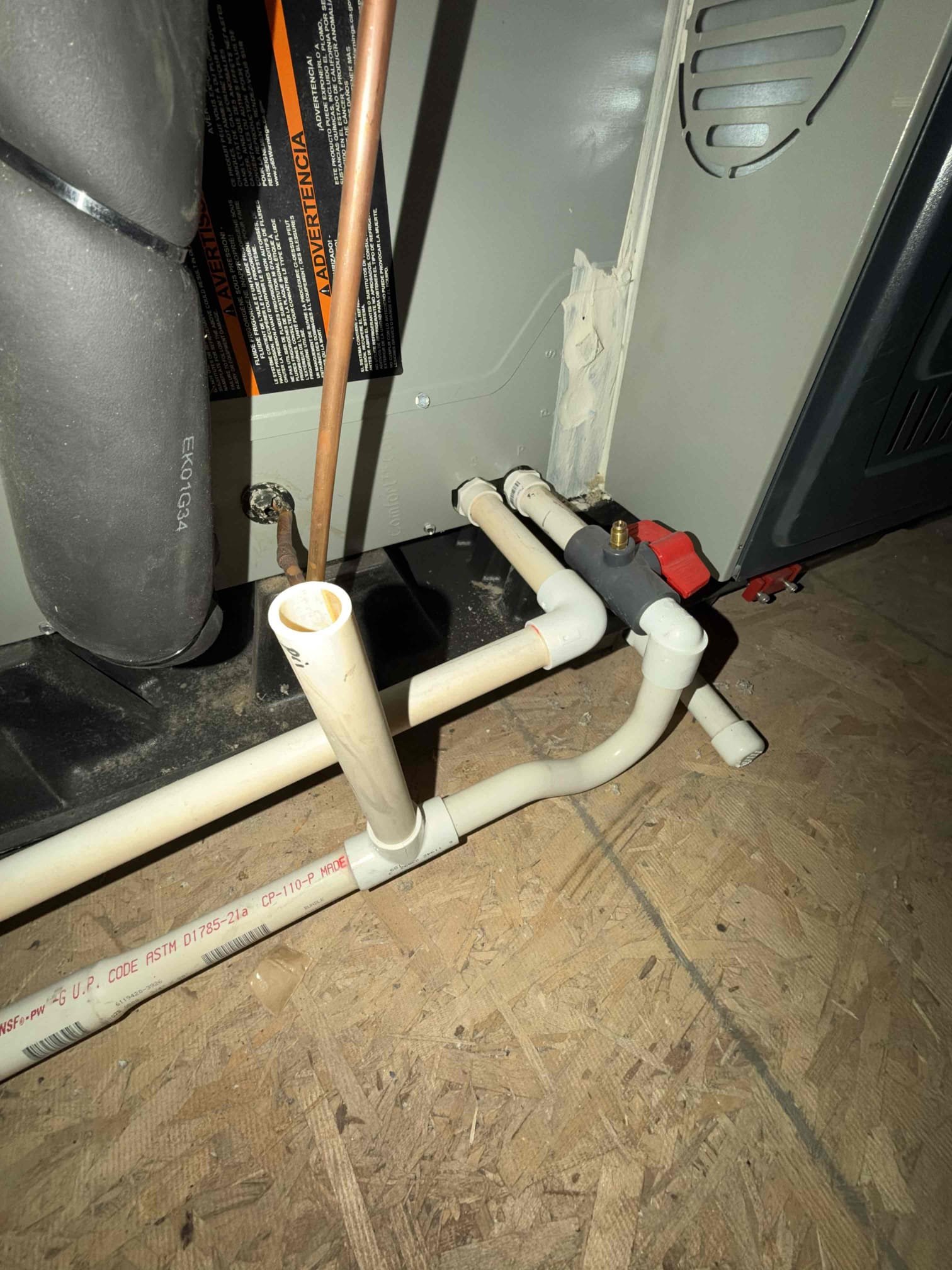 Maintenance on one American standard silver series 4 ton horizontal heat pump. 16 x 30 filter in hallway and 14 x 14 in master bedroom. Attic access and master bedroom closet. Concession line cleared, filters changed. Verify condensate draining properly. Honeywell thermostat working properly. Verify all electrical and safety. Check system sequence of operation. Checked FAU, checked compressor amps, checked fan motor amps, checked capacitor, checked fuses and disconnect box, checked freon and pressure. Verified system is heating. System is working per manufacture spec. 