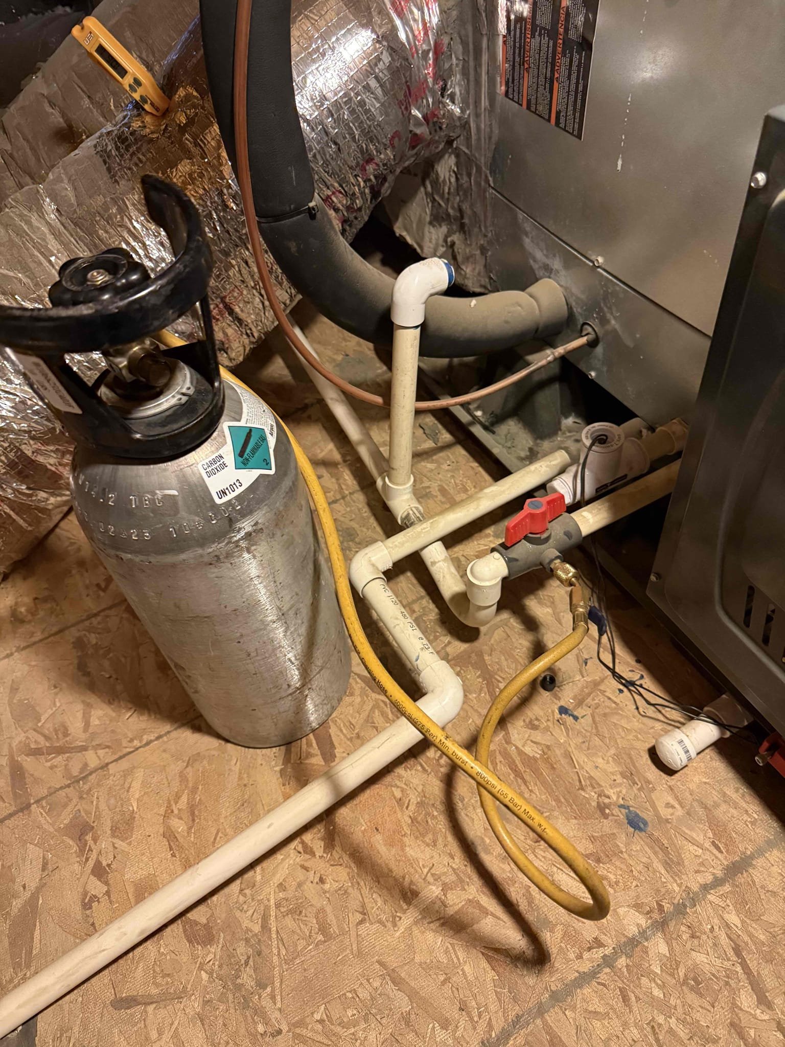 Performed annual heating maintenance on a 2021 American Standard Platinum heat pump. Replaced 16x30 and 14x14 filters. Fau is located in hallway attic access. Cleared condensation line from clear out valve. Followed sequence of operations and checked voltage, amperage, temperature rise, refrigerant levels, found no error codes on CDA, dusted off mechanical compartments/platform, and secured electrical connections. 1050 thermostat checked out operational. System is working properly in heating at this time of service. Gave client Starbucks gift card. Notified office to schedule cooling maintenance for all 3 properties for the same day. 