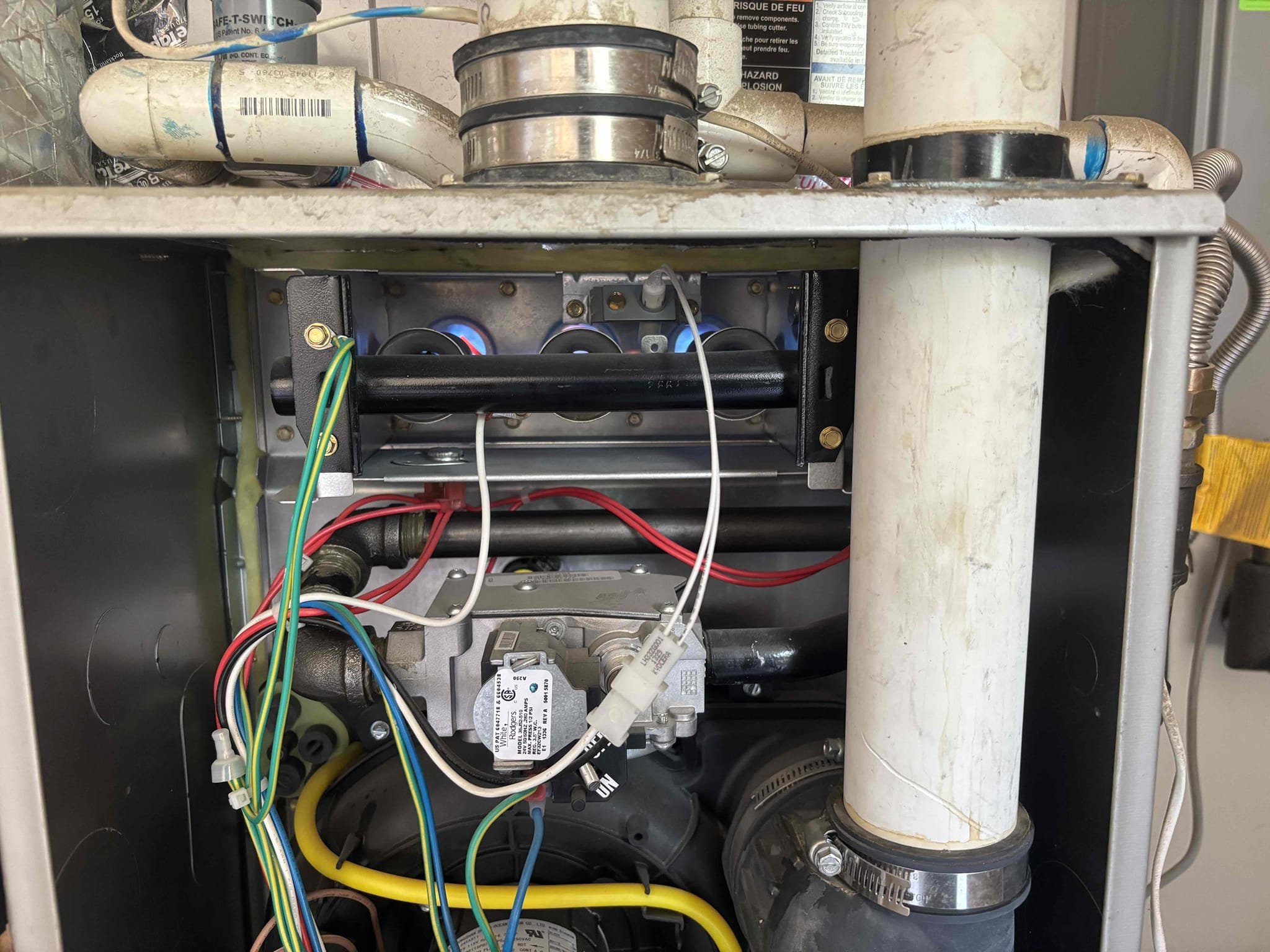 Completed a heating maintenance on a single gas furnace located in the outdoor closet. Checked thermostat operation, inspected the furnace and electrical components, verified proper sequence of operations, and checked blower motor amperage and temperature rise to ensure everything was operating within manufacturer specifications. Inspected the system’s wiring and safety components, checked the air filter and replaced it as needed, and cleaned the condensation line to ensure proper drainage. After completing maintenance, I tested the system to confirm proper heating operation and made sure the system switched back into cooling mode correctly. The system was checked for proper operation.