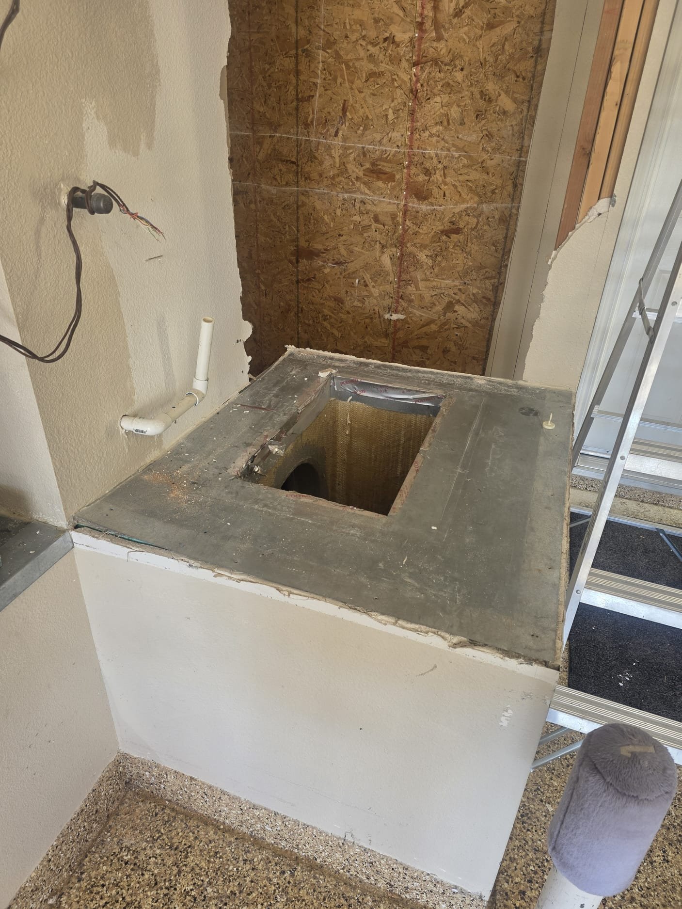 Pumped system down and Removed air handler completely with coil set aside in customers garage in location they requested. Also left a piece of duct board per customer they said they will seal and build were it will be needed 