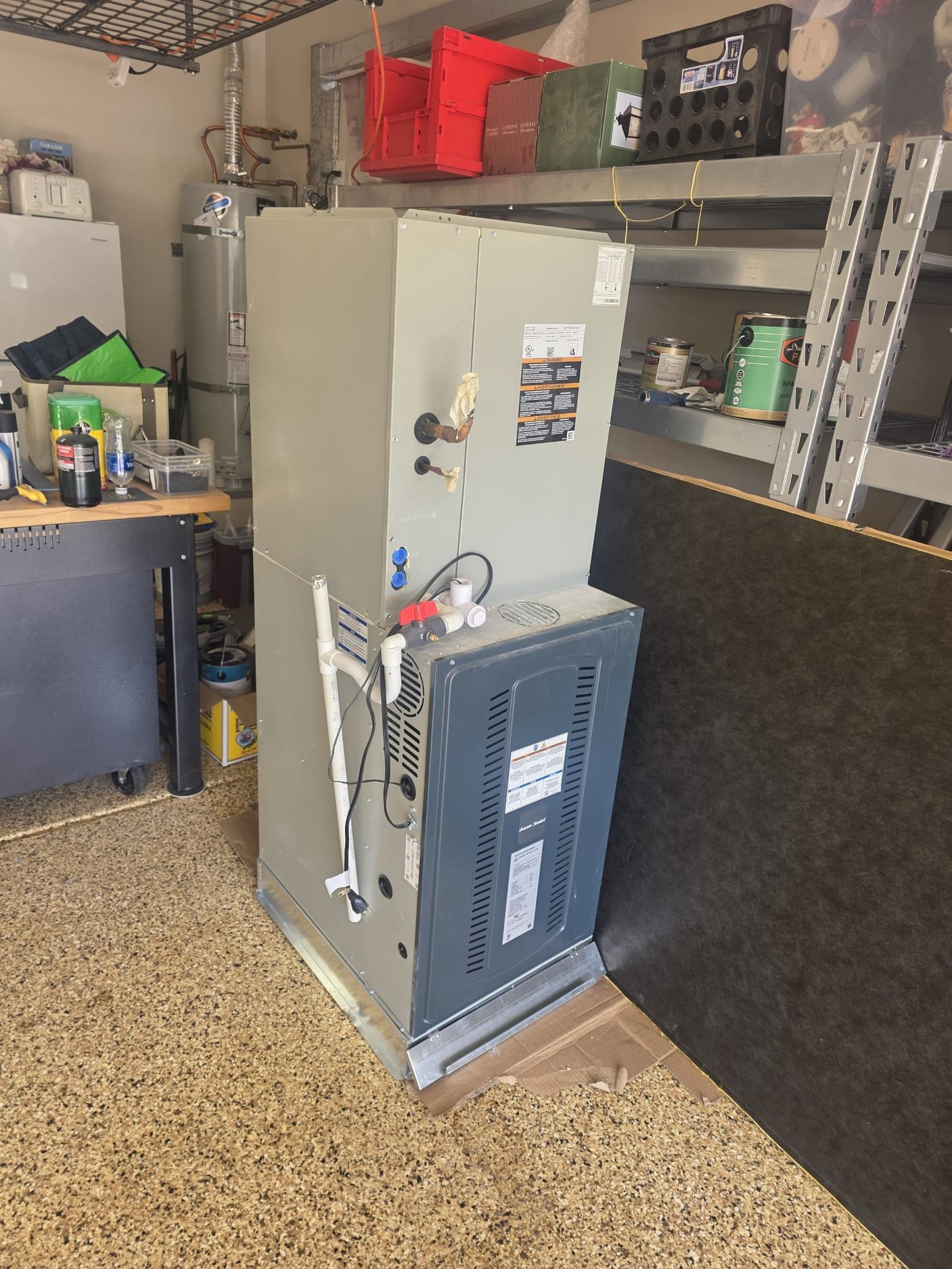 Pumped system down and Removed air handler completely with coil set aside in customers garage in location they requested. Also left a piece of duct board per customer they said they will seal and build were it will be needed 