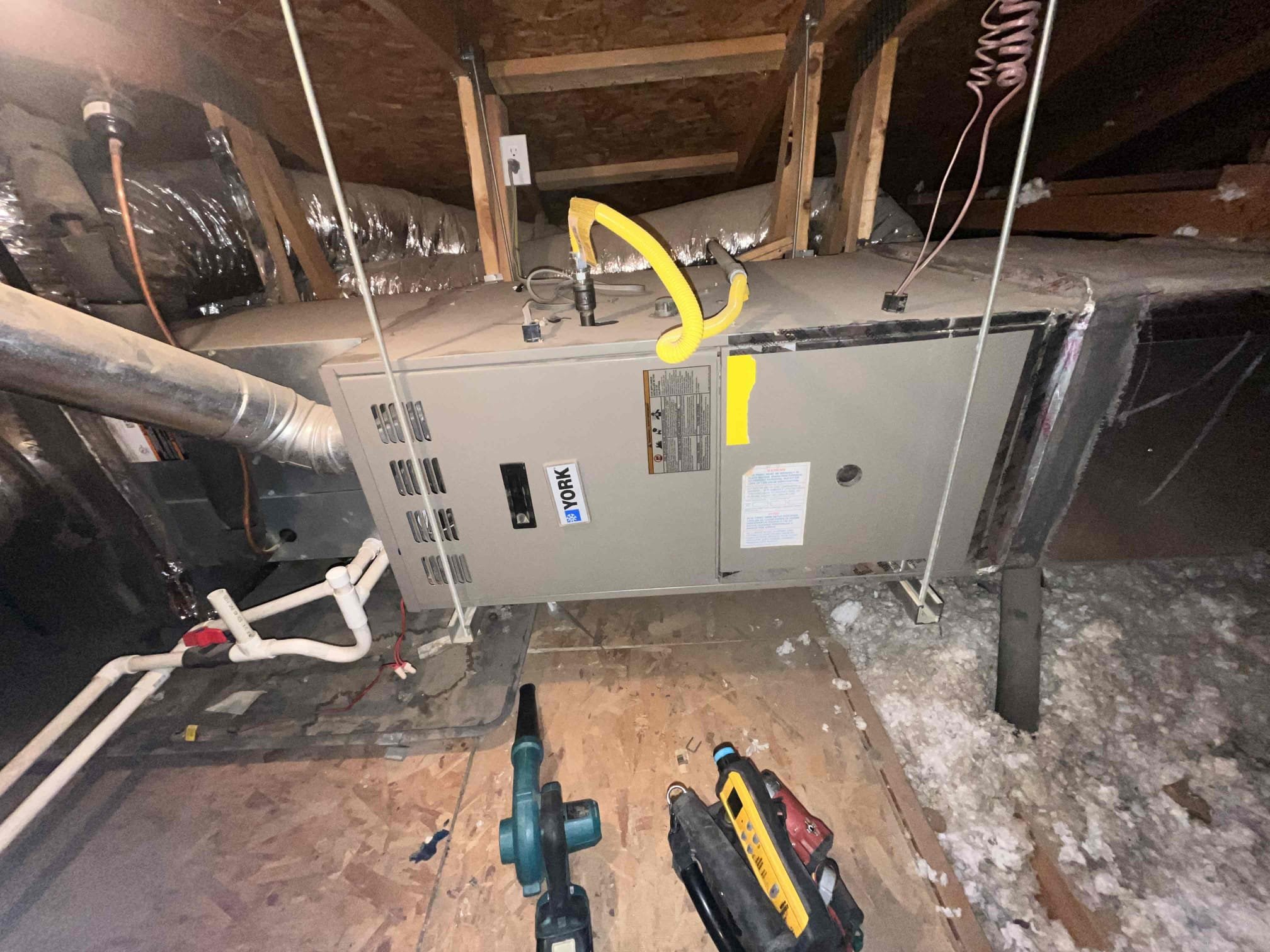 🔥💨
Single system service
2021 American standard split system-gas electric
Furnace 2007 located in attic/master closet access
Condenser located on ground

Semi annual HVAC fall service
Replaced 14 x 14 and 16 x 30 filter/ceiling mounted
Cycled equipment followed, heating sequence of operation, checked, inducer fan motor, blower motor, blower wheel, capacitor, heating safety sensors, gas, pressures, flame sensor, amps and voltage
Clear, condensation line
Cleaned out burners, furnace, and mechanical platform
Thermostat checked out OK
No carbon monoxide detected
✅
Equipment checked out operational at his visit

🗣️
Informed client about water safety switch
Attached is an estimate for recommended repairs

☕️🎃
Gave client Starbucks gift card for October maintenance

📆
Booked summer visit