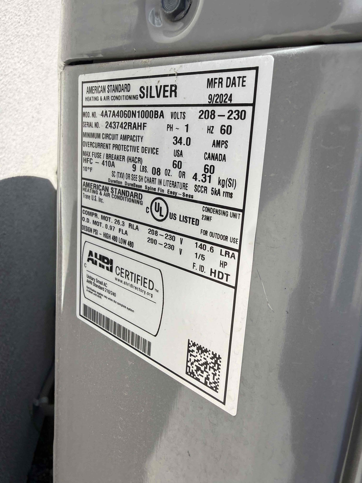 Performed annual cooling maintenance per clients request on a 2025 American Standard Silver unit. Replaced 20x30 filter located in hallway ceiling. Cleared condensation line from fau. Followed sequence of operations and checked voltage, condenser fan motor amps, compressor start/run amps, capacitor, temperature split, refrigerant levels, and rinsed condenser coils. Secured all electrical connections. Serviced and rinsed washable filters for dual-head ductless unit in garage and casita. Everything checked out in range. Nest thermostat checked out operational. System is working properly in cooling at this time of service. Gave client Starbucks gift card. 