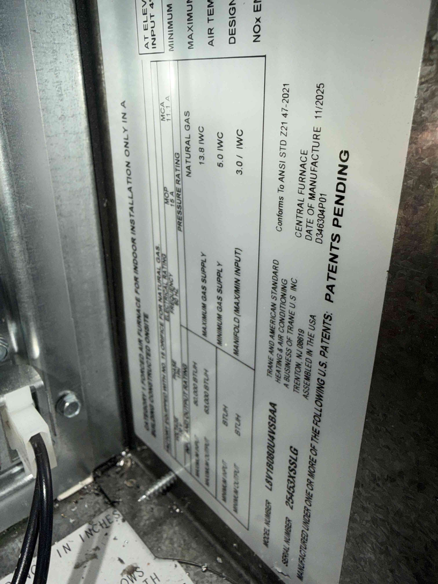 Performed an indoor safety maintenance on&nbsp; a 2025 American Standard furnace and a First Company in casita . Filters located inside filter rack and in casita, fau located in garage, changed 16x25 & 20x20 filter, flushed condensation line, on fau followed sequence of operation, checked for amperage and voltage, checked for blower speed, check for any loose connections, check for carbon monoxide, check for temperature rise, everything within range also cleared dust accumulated inside electrical component. Systems are working within specifications in heating at the time of maintenance. Gave Starbucks gift card