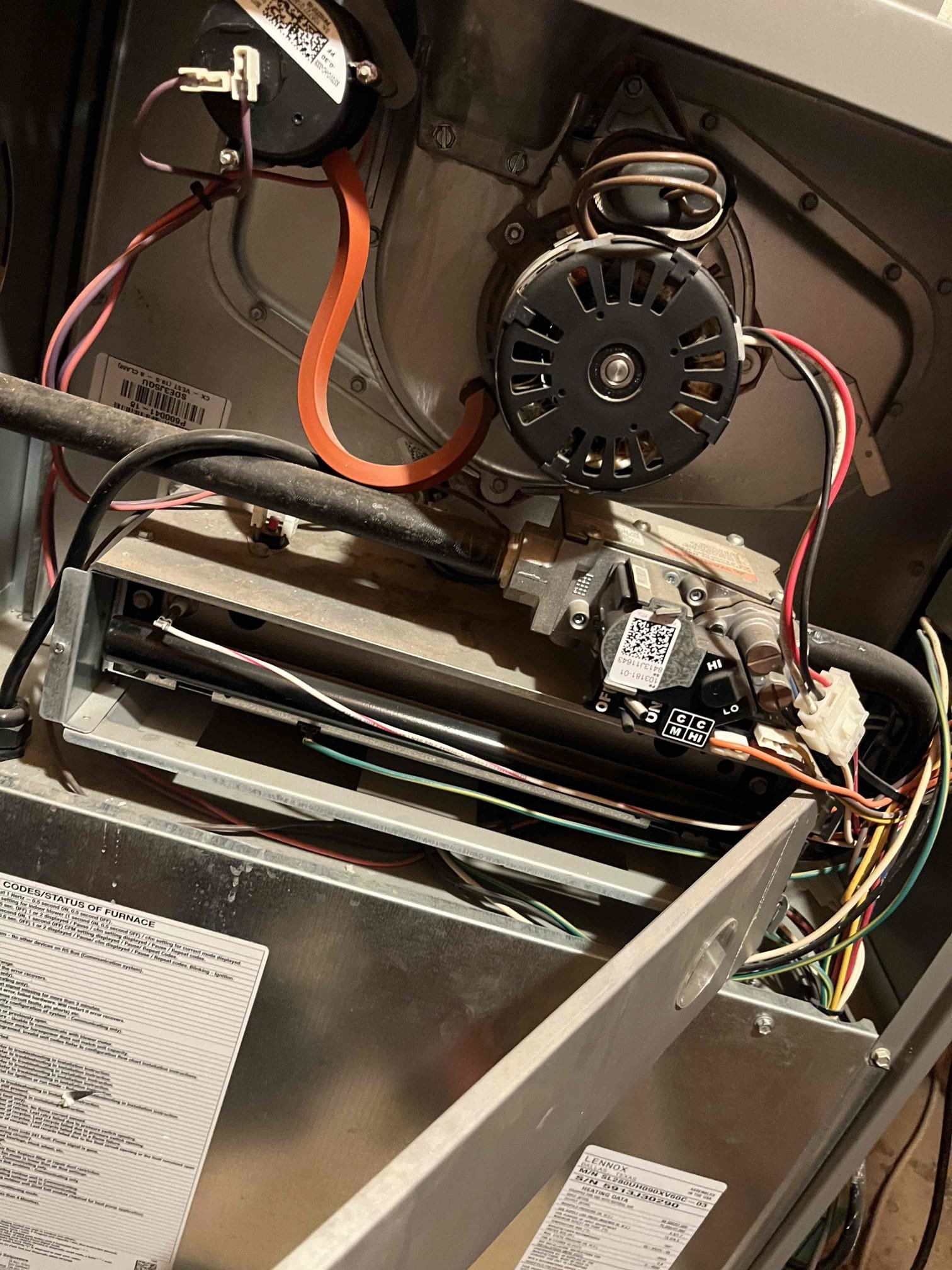 🔥💨
Single system service
2013 Lennox split system / gas electric
Furnace is located in attic/hallway access
Condenser located on ground

Semi annual HVAC fall service
Replace 20 x 30 filter/ceiling mounted. Cycled equipment followed heating sequence of operation checked inducer fan motor, blower motor, heating safety sensors, gas pressures, amps and voltage. Cleared condensation line and tested water safety switch 
Cleaned out burners, furnace, and mechanical platform
Thermostat checked out OK.
Check for carbon monoxide throughout the house/nothing detected
✅
Equipment check out operational at this visit

☕️🎃
Gave client Starbucks gift card for October maintenance

📆
Booked summer visit

