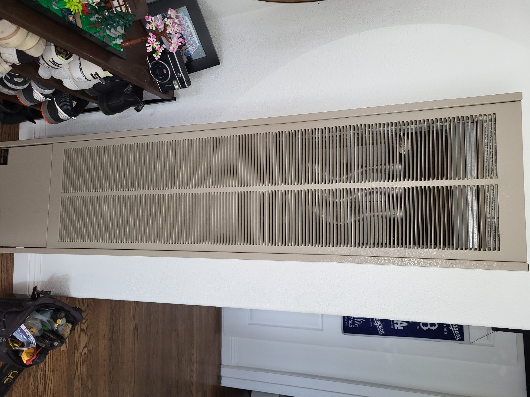 wall heater inspection. inspect wall heater for signs of cracks and cleaned excessive dust build up. system is safe to run. southwest hvac