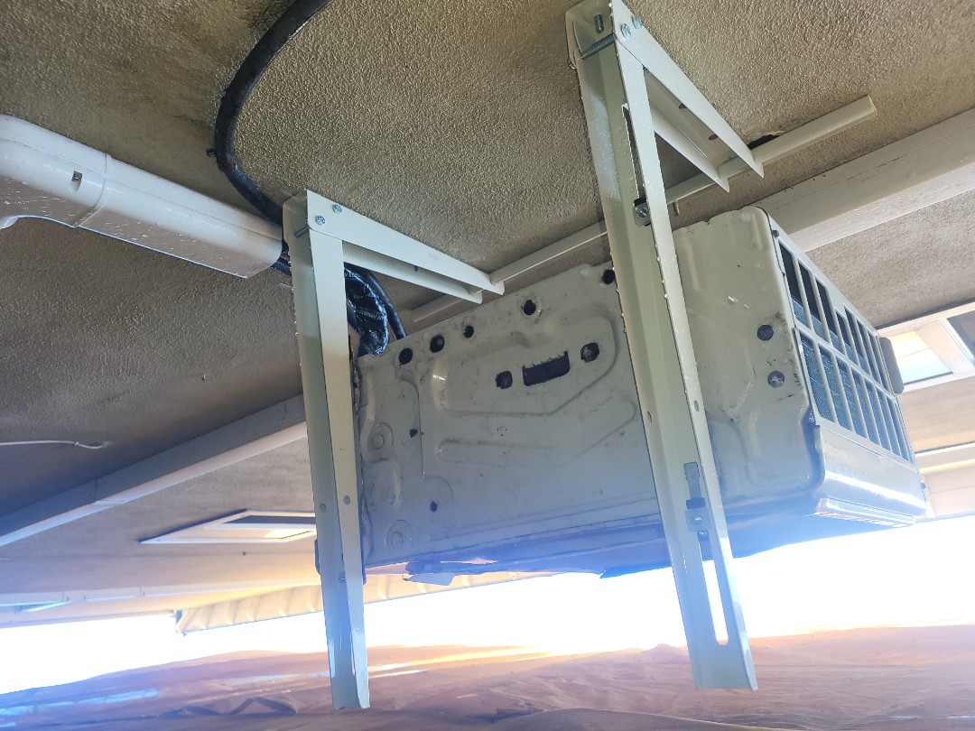 Out here in the city of Manhattan Beach. Replacing a wall bracket for a mini split condenser. don't forget to call in for maintenance to prevent future repairs on your HVAC systems