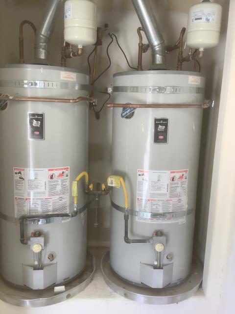Installed 2 new groundfos recirculating pumps with new piping, check valve, and ball valve shutoffs.