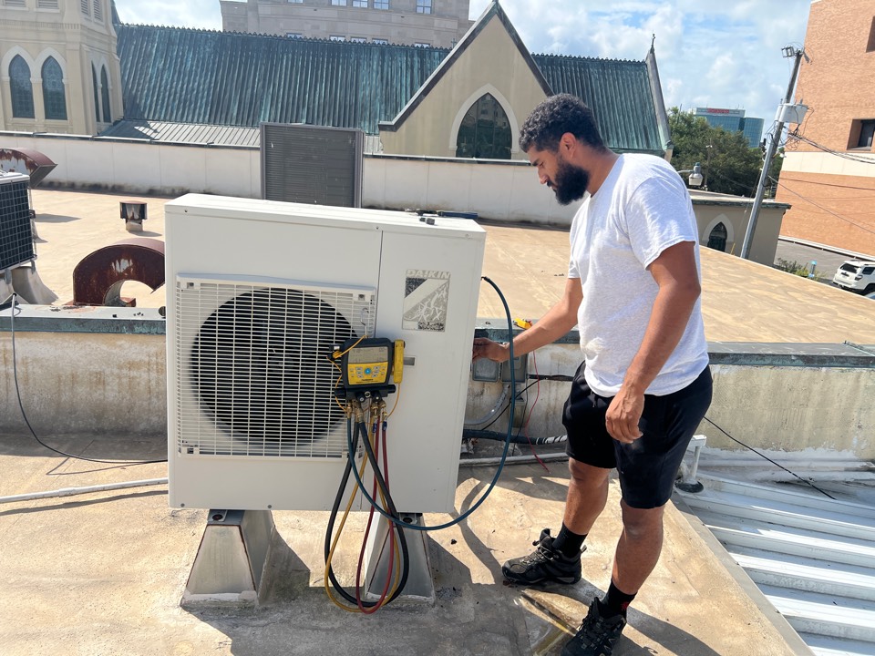 We were called to a business for a no cooling call on a very important mini split system that is 13 years old . Found the mat the Freon coolant had leaked out . Non repairable . So we are replacing the equipment with new high efficiency system . We were called to a business for a no cooling call on a very important mini split system that is 13 years old . Found the mat the Freon coolant had leaked out . Non repairable . So we are replacing the equipment with new high efficiency system .