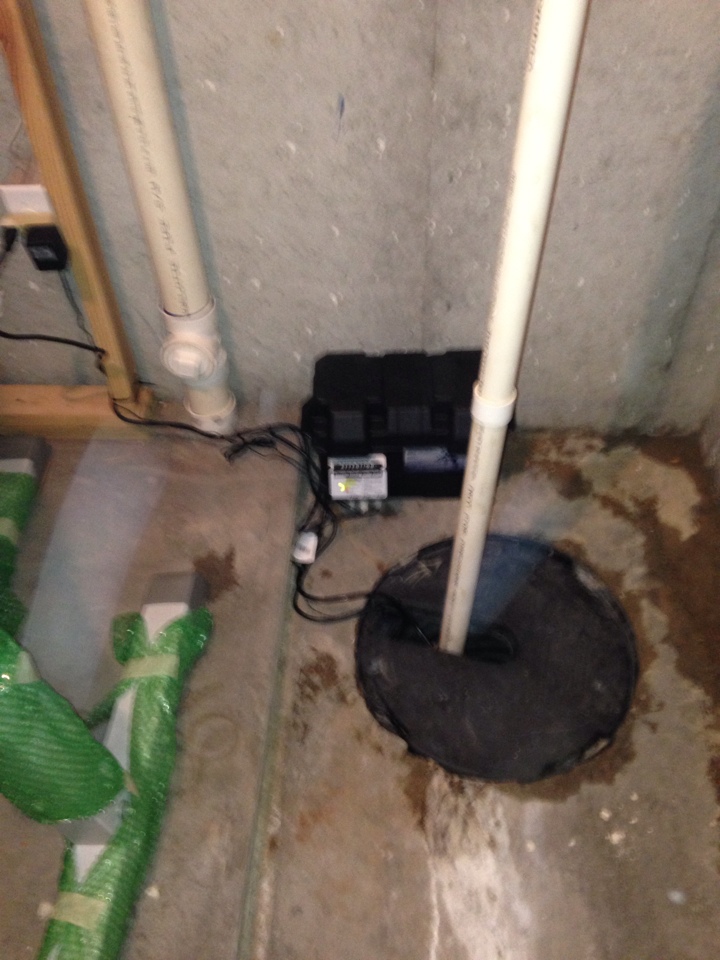This home had a finished basement and the sump pump had quit working a few weeks back. With all the snow melting the ground was becoming saturated and the sump pit was starting to fill up. We replaced the sump with a 1/3 hp Zoeller and added a Blue Angel backup sump pump with a battery charger built in. This type of backup requires less maintenance then traditional backup pumps. 