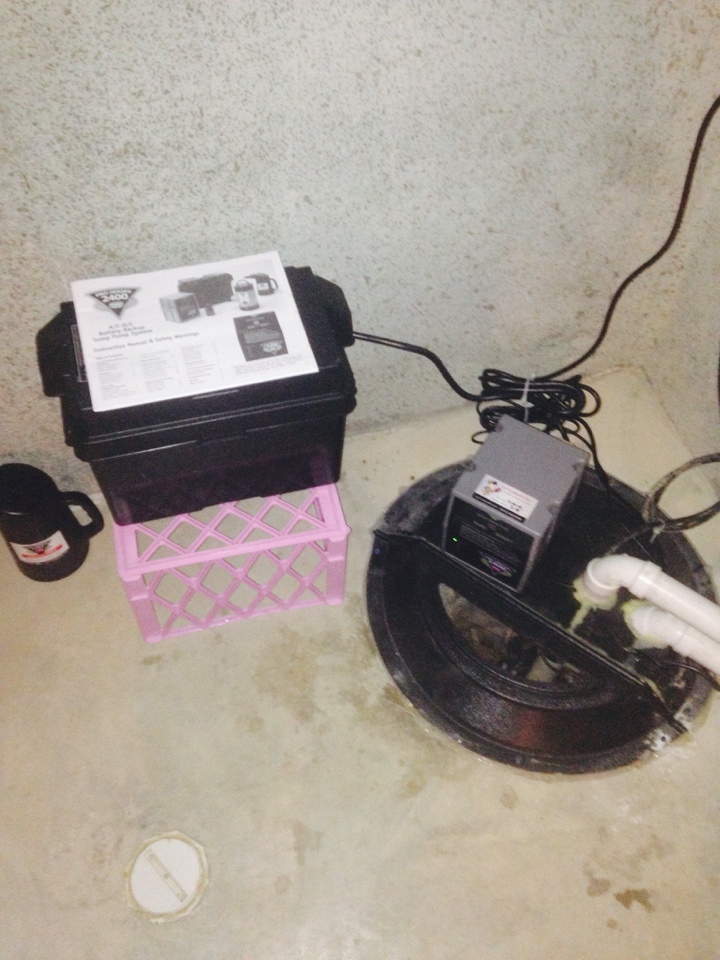 Install pro series 2400 backup sump pump.