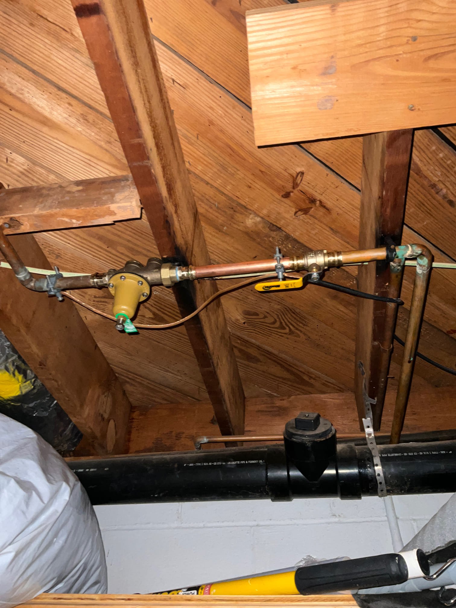 Upon arrival customer stated they were listening the house for sell and list of things they wanted done. Gave customer estimate. Customer approved estimate. I started with the whole hose shut off and prv. I cut out the old ones and installed the new ball valve and prv. While I had the water off I also installed a 1/2 ball valve for a ice maker line and installed a new thermal expansion tank with a mounting bracket . As well as install two stops in the laundry room for the sink they were adding in. I also installed a new hose bib while the water was off. I turned the water back on and tested everything thing and set the pressure to 65 psi. Then I took out old soft copper line for the stove and for the water heater and installed track pipe and two new gas valves. I relight the water heater and make the sure the stove worked. Tested all systems and all systems are working properly with no leaks or issues. 