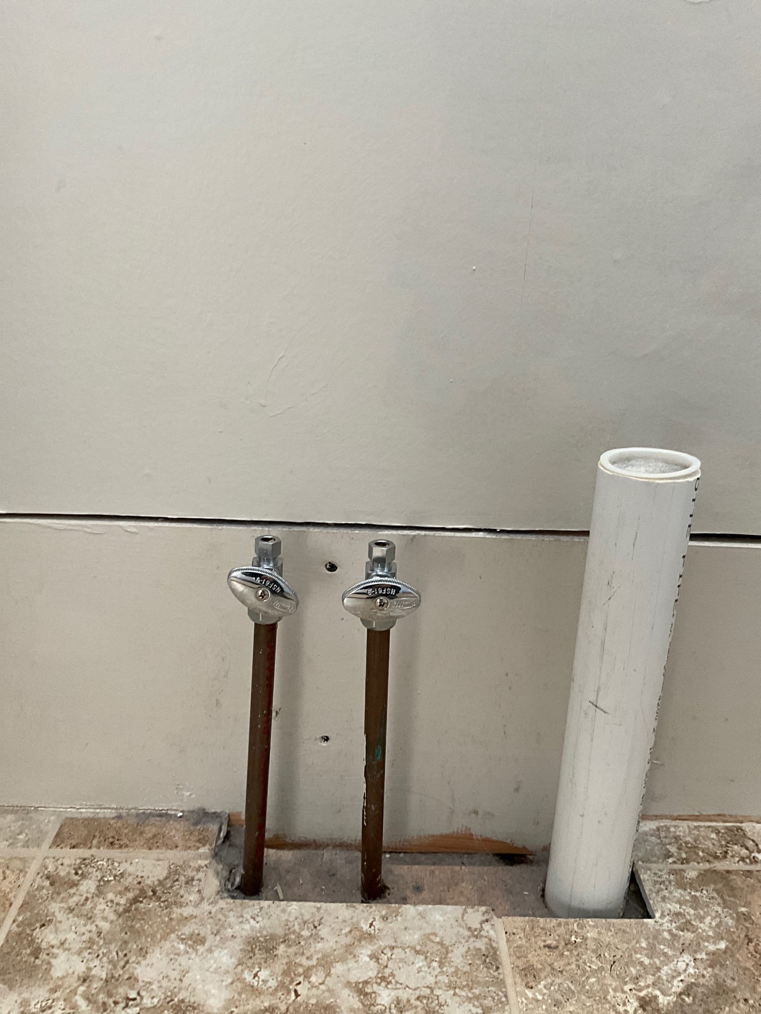 Upon arrival customer stated they were listening the house for sell and list of things they wanted done. Gave customer estimate. Customer approved estimate. I started with the whole hose shut off and prv. I cut out the old ones and installed the new ball valve and prv. While I had the water off I also installed a 1/2 ball valve for a ice maker line and installed a new thermal expansion tank with a mounting bracket . As well as install two stops in the laundry room for the sink they were adding in. I also installed a new hose bib while the water was off. I turned the water back on and tested everything thing and set the pressure to 65 psi. Then I took out old soft copper line for the stove and for the water heater and installed track pipe and two new gas valves. I relight the water heater and make the sure the stove worked. Tested all systems and all systems are working properly with no leaks or issues. 