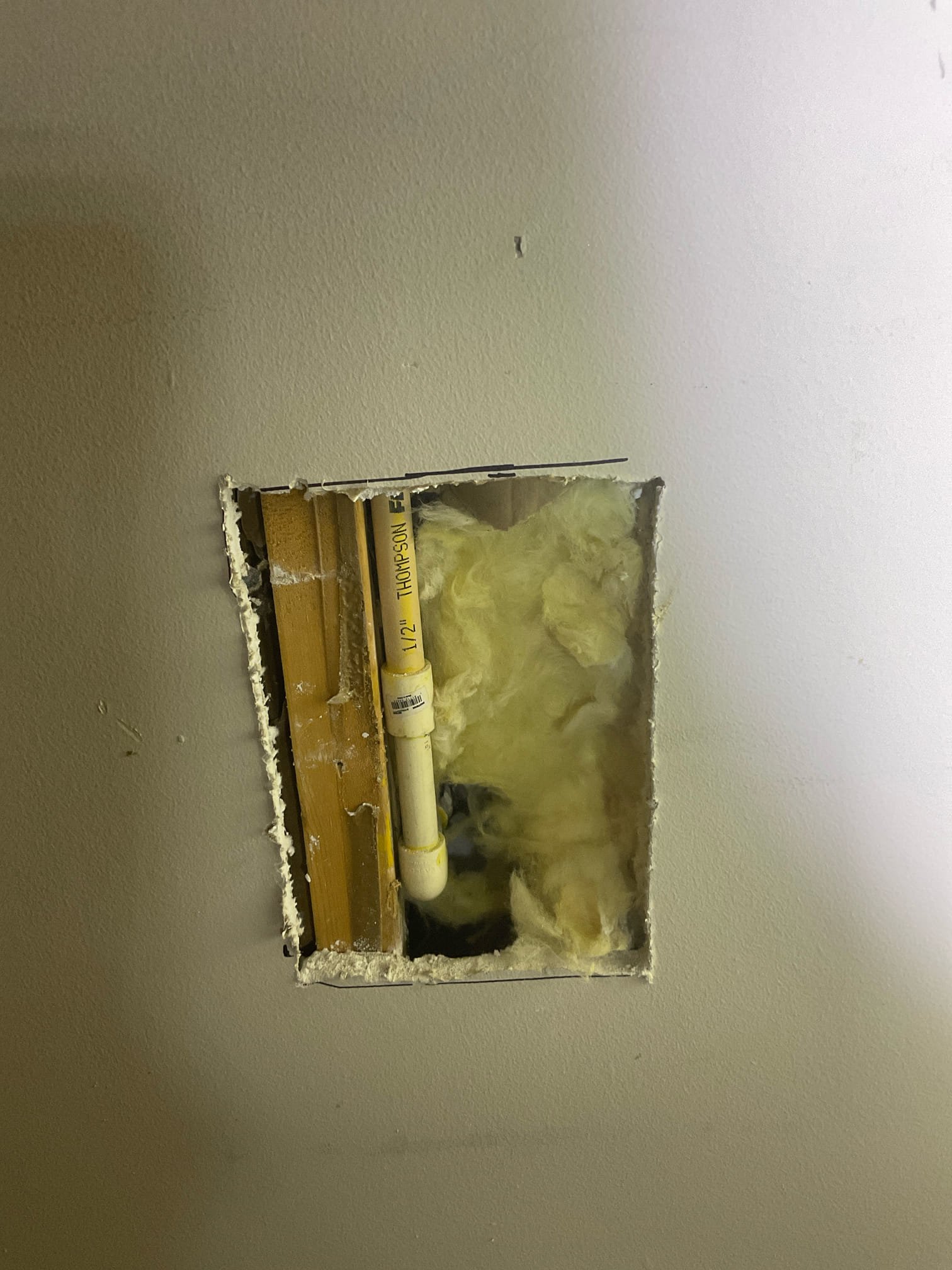 Customer pulled hose bib in the back from wall because is CPVC pipe and not secured well , today we cut drywall inside bedroom replaced hose bib and secured to the wall and installed small 6x 9 access panel .