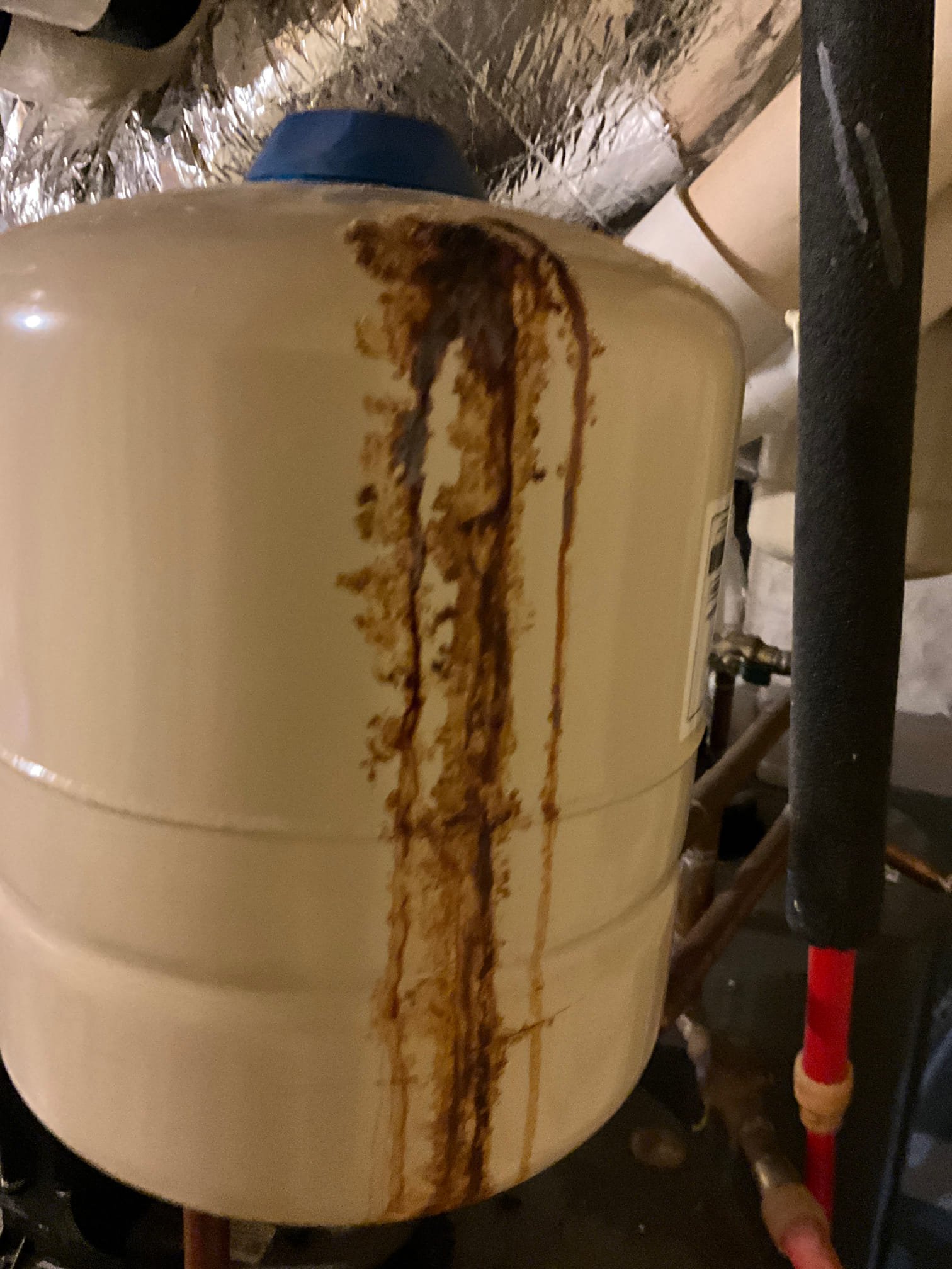 Upon arrival customer stated the water heater was leaking. I found that both the of thermal expansion tanks were busted and leaking. Gave customer estimate to replace both thermal expansion tanks. Customer approved estimate. I took off the old thermal expansion tanks and installed two new ones. Tested system and system is working properly with no issues or leaks. I also informed the customer that the water are from 2016 and that they only last 8-10 years. I left customer estimate to replace both 50 gallon power vent water heaters. Customer stated that she will call us in a week or two to get them done. 