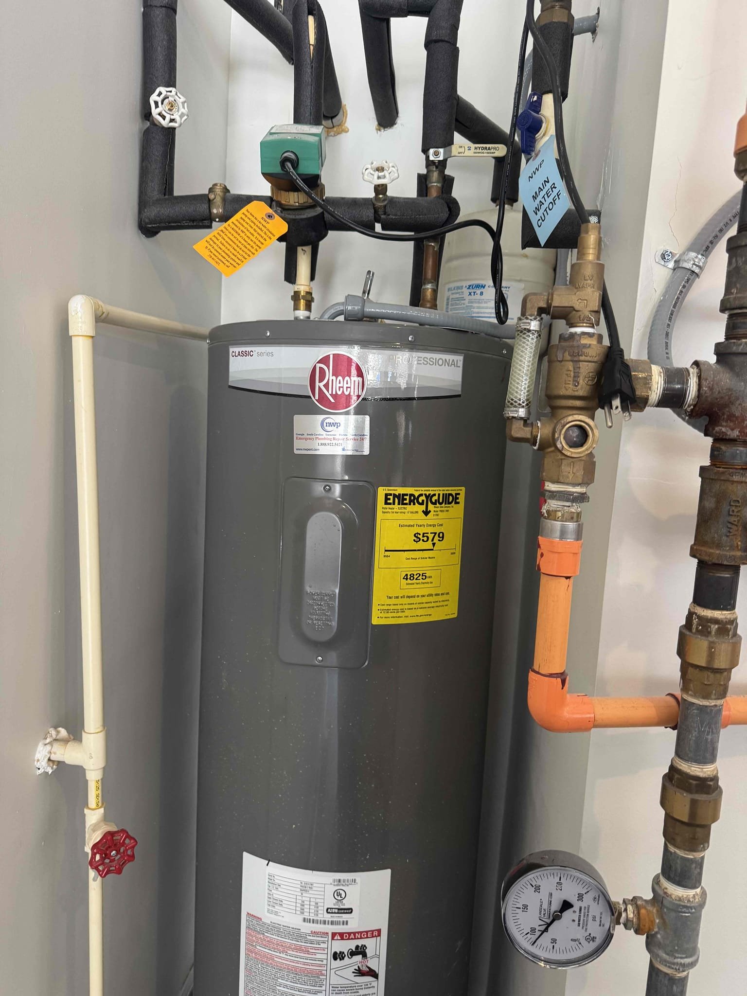  Customer electric water heater in the garage is not heating up. The water heater is 12 years old. I recommend customer to do a full replacement with a new expansion tank. I put in the expansion tank bracket strap for updated code. 50 gallon electric water heater..
